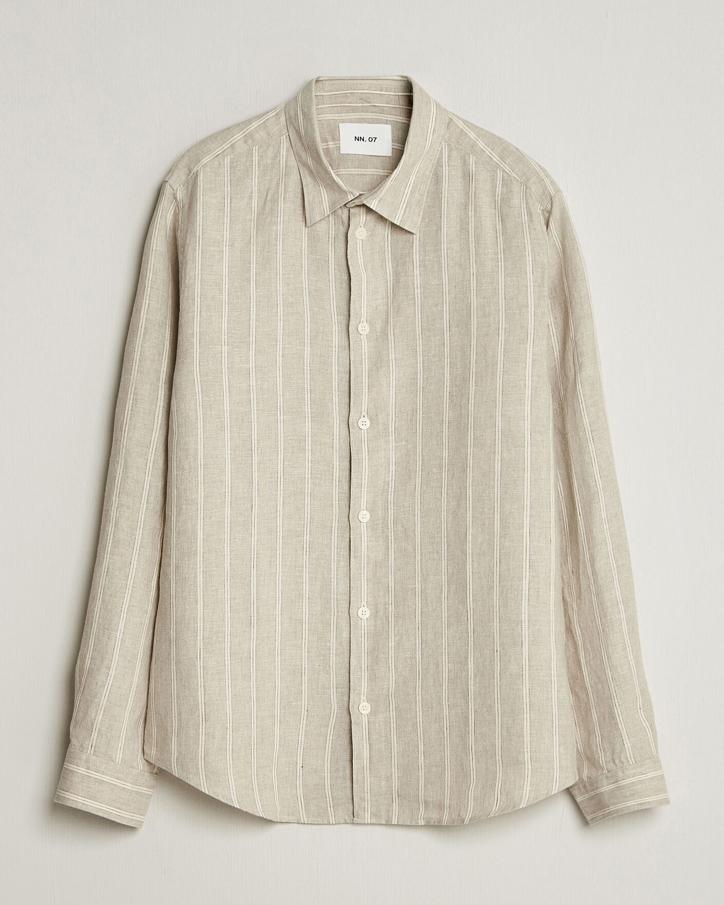 Uomini | Camicie | NN07 | Enzo Linen Shirt Oat Stripe