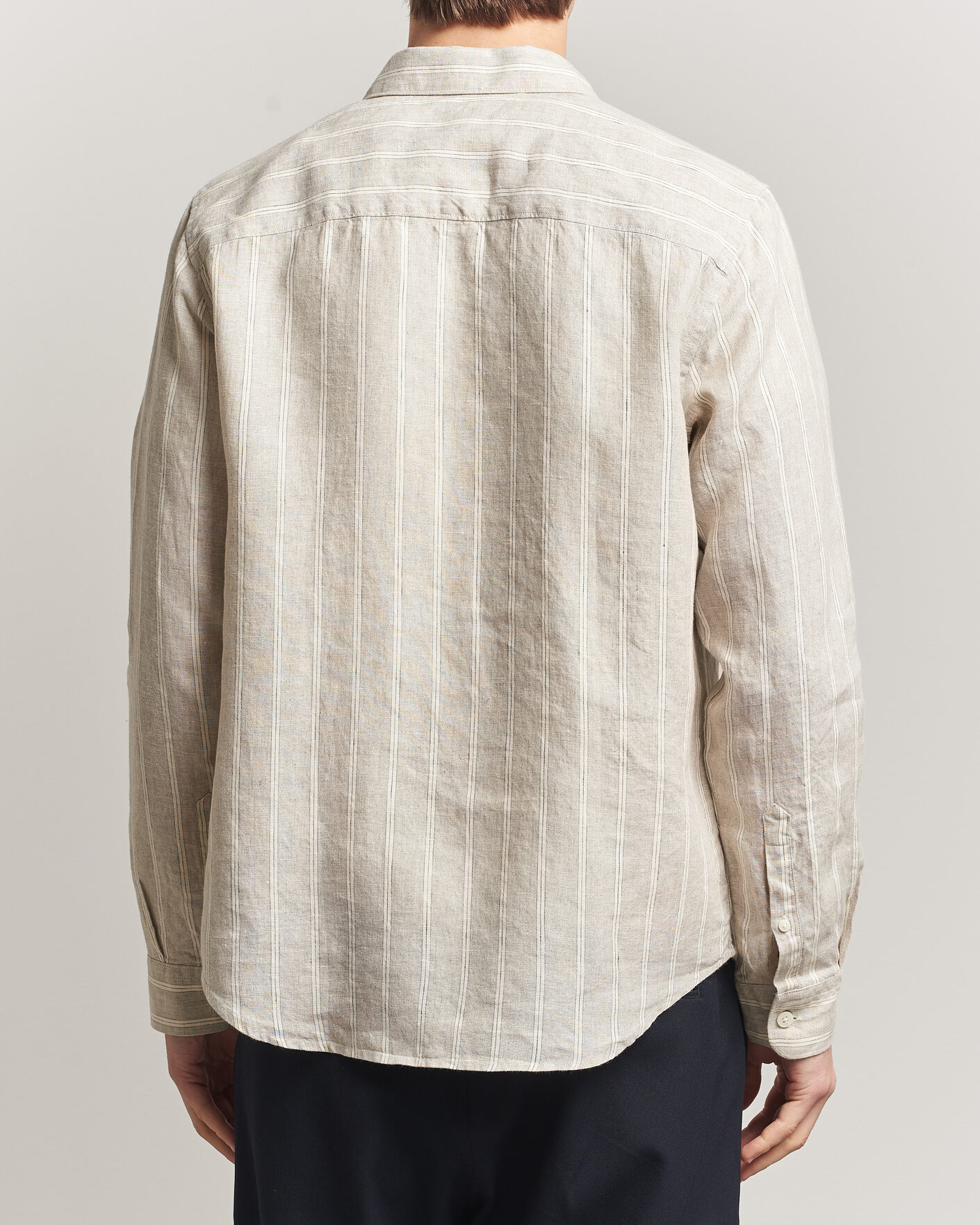 Uomini | Camicie | NN07 | Enzo Linen Shirt Oat Stripe