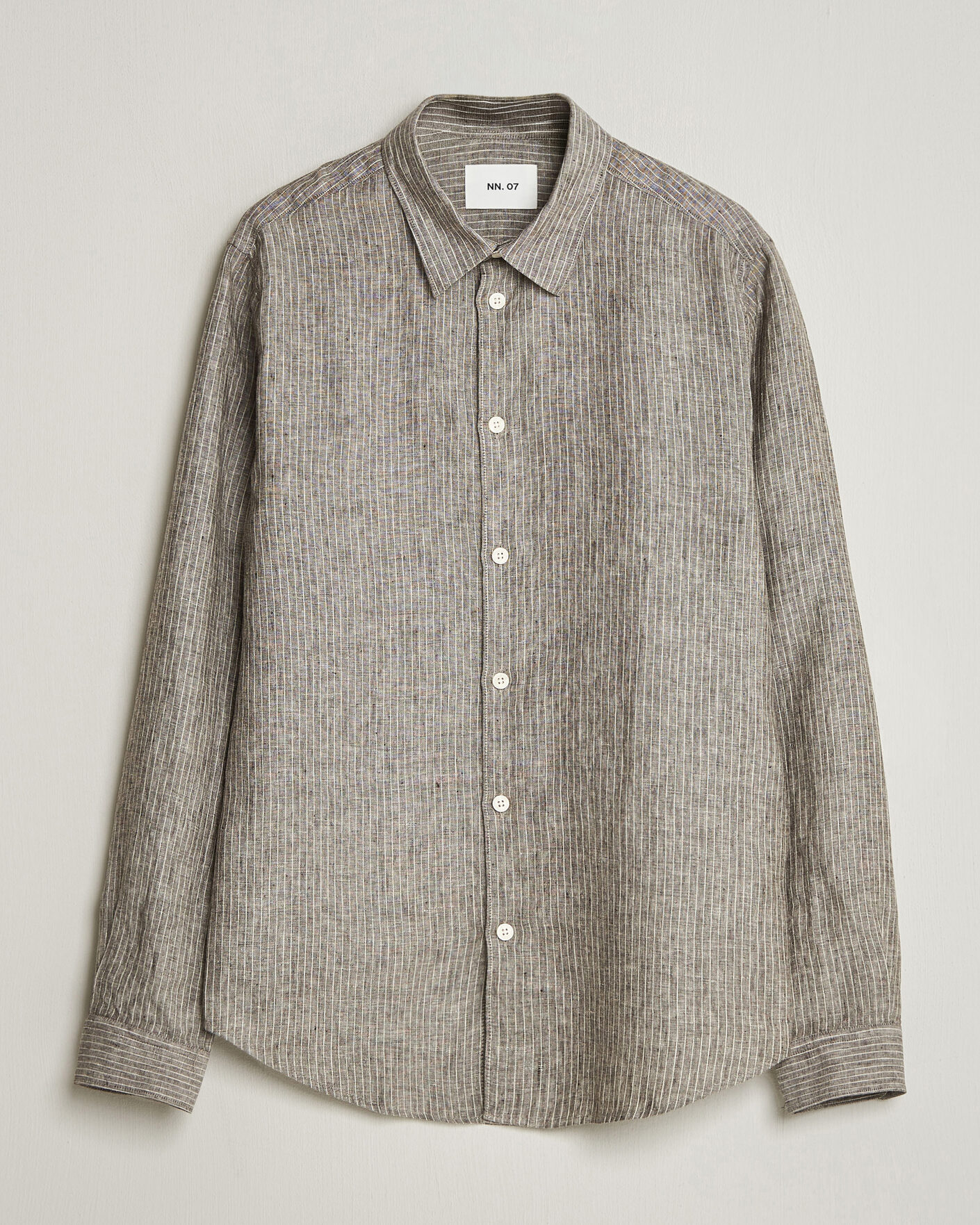 Uomini | Camicie | NN07 | Enzo Linen Shirt Clay Stripe