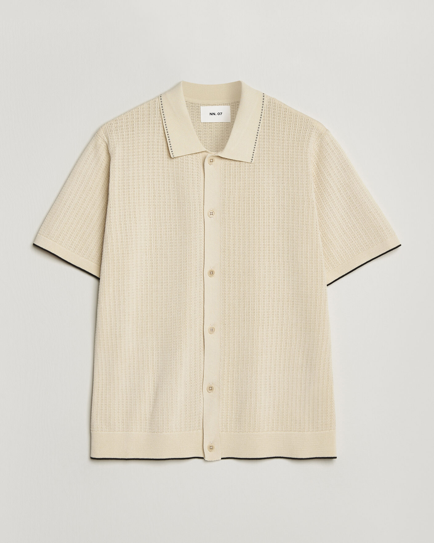 Uomini | Camicie | NN07 | Nalo Knitted Short Sleeve Shirt Ivory