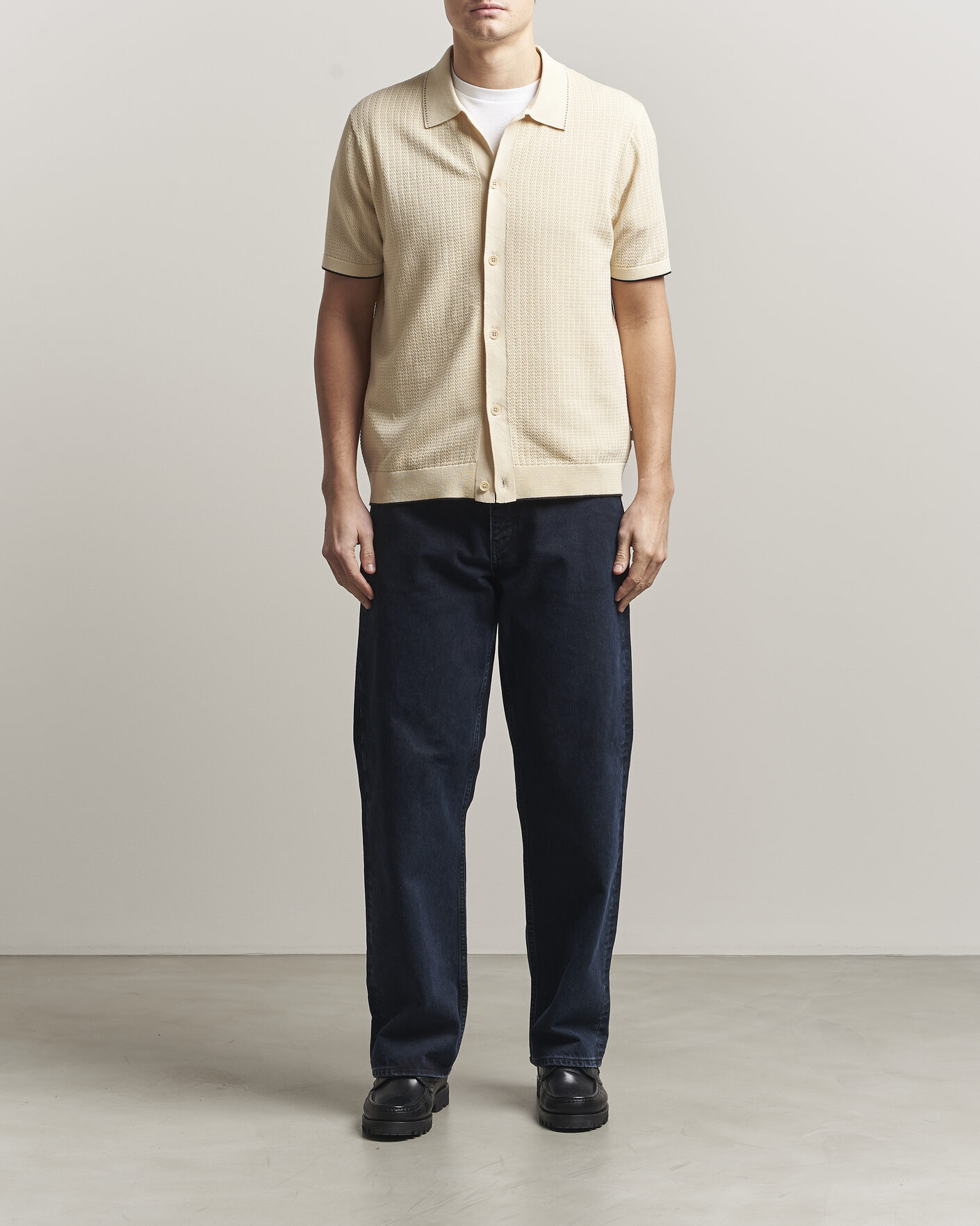 Uomini | Camicie | NN07 | Nalo Knitted Short Sleeve Shirt Ivory
