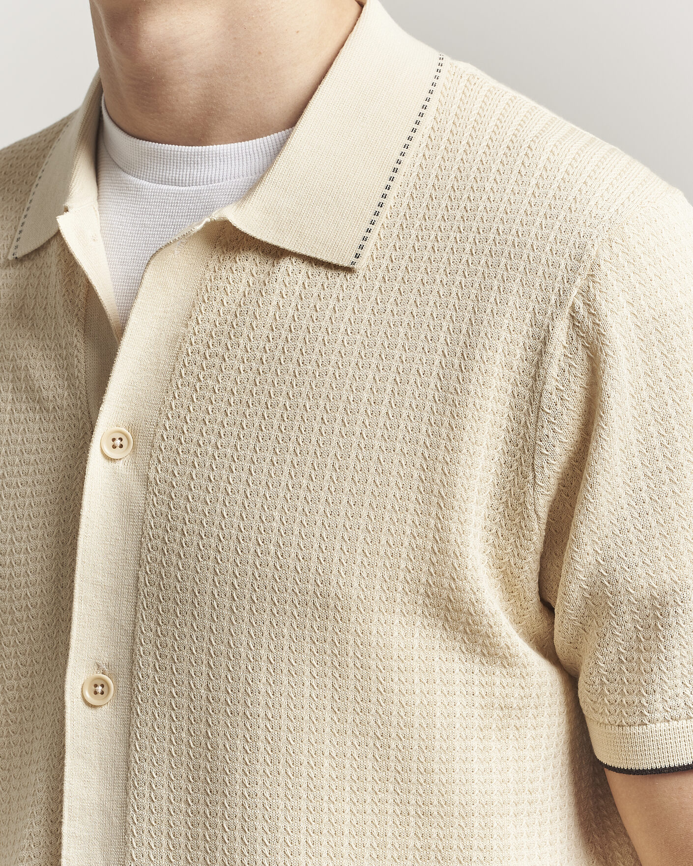 Uomini | Camicie | NN07 | Nalo Knitted Short Sleeve Shirt Ivory
