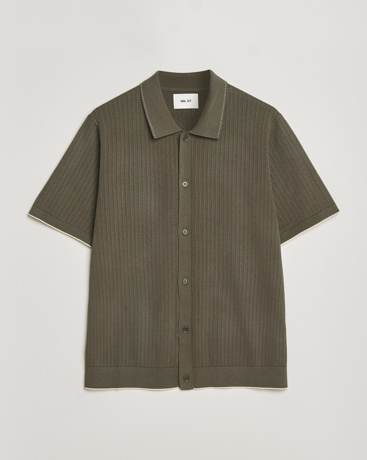 Uomini | Camicie | NN07 | Nalo Knitted Short Sleeve Shirt Capers Green