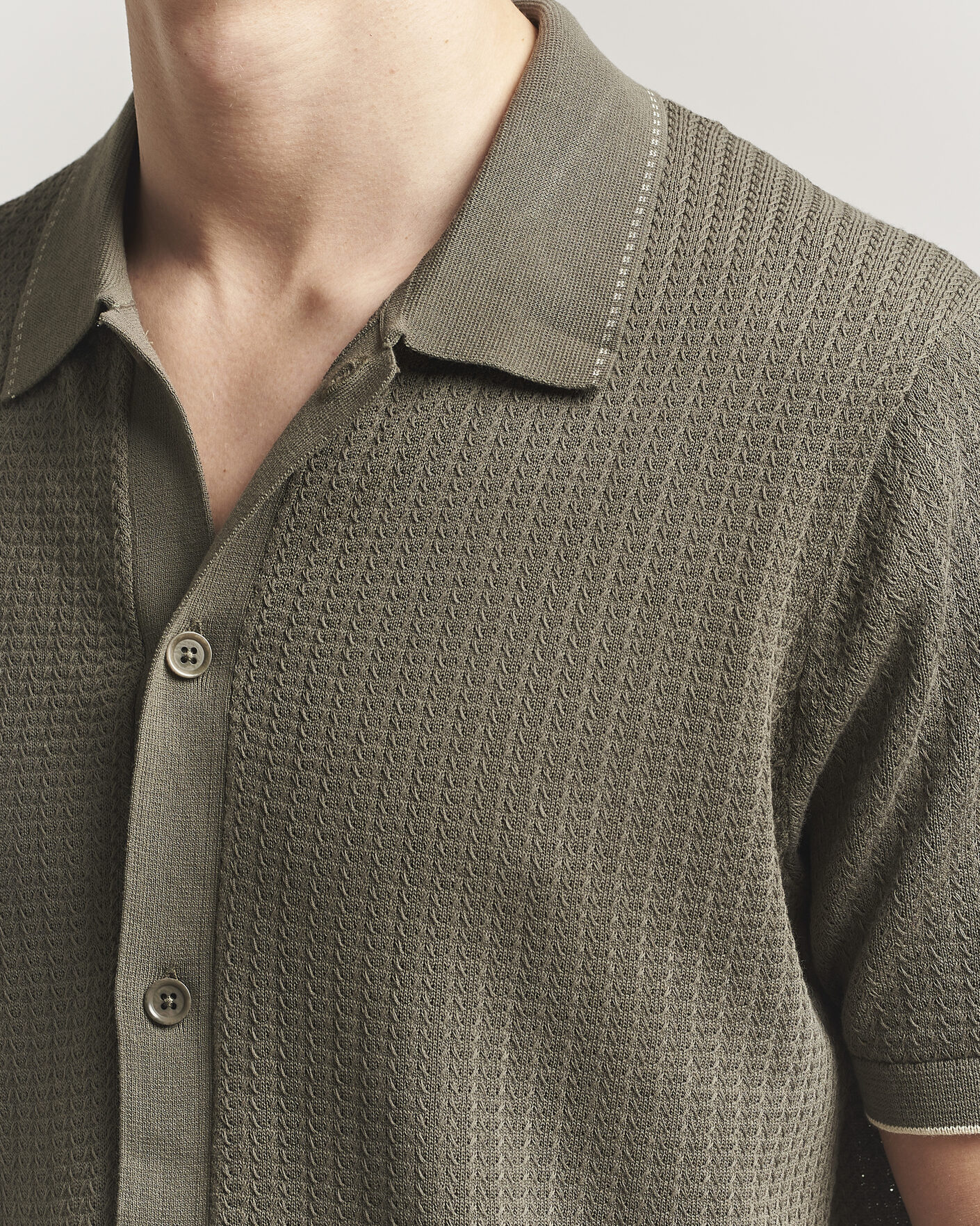 Uomini | Camicie | NN07 | Nalo Knitted Short Sleeve Shirt Capers Green