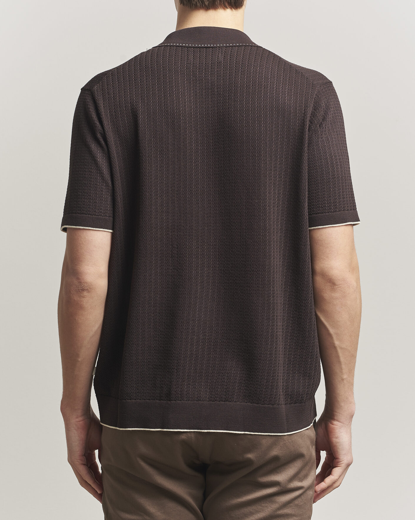 Uomini | Camicie | NN07 | Nalo Knitted Short Sleeve Shirt Deep Truffle