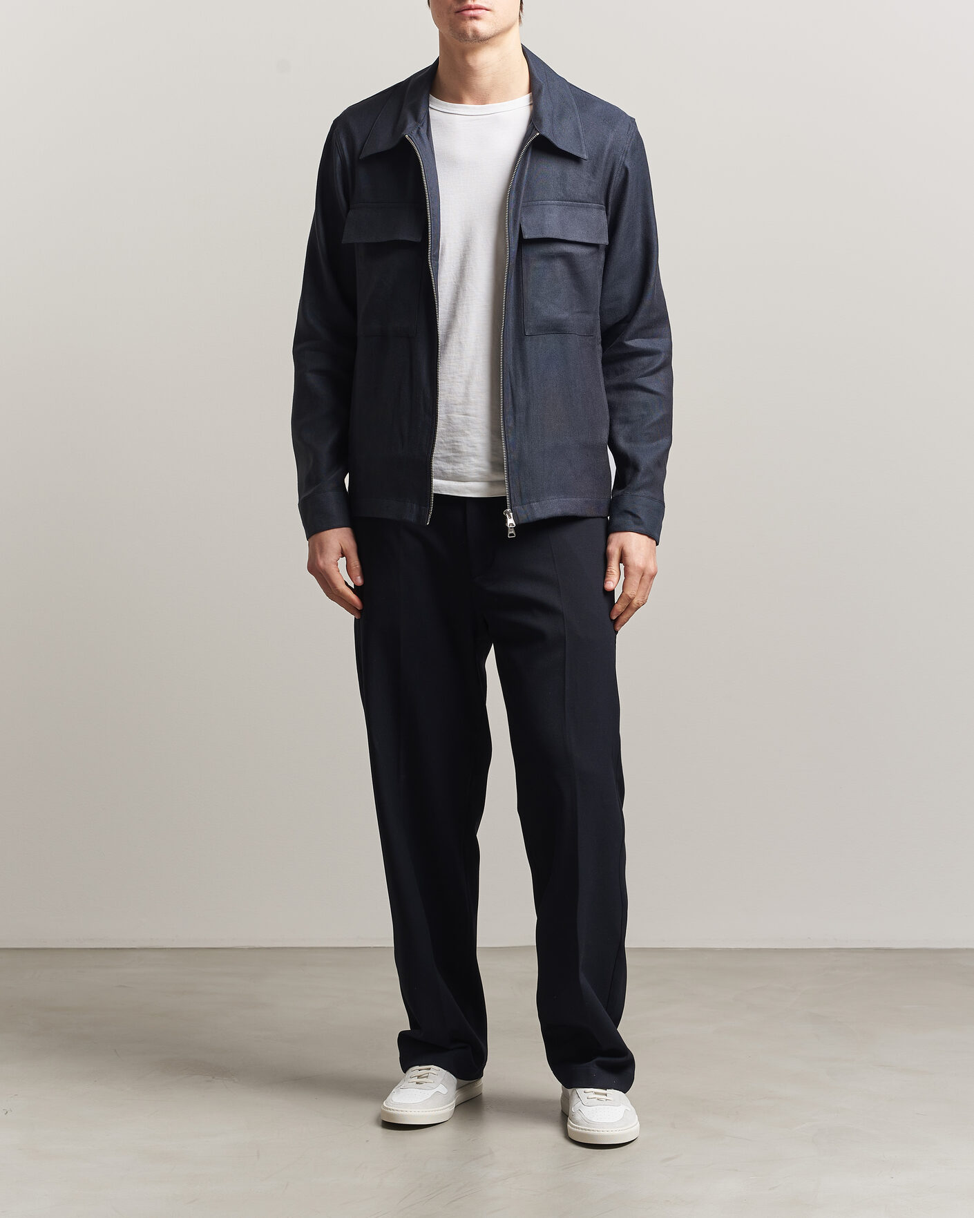 Uomini | Camicie | NN07 | Alban Linen/Viscose Overshirt Deep Navy