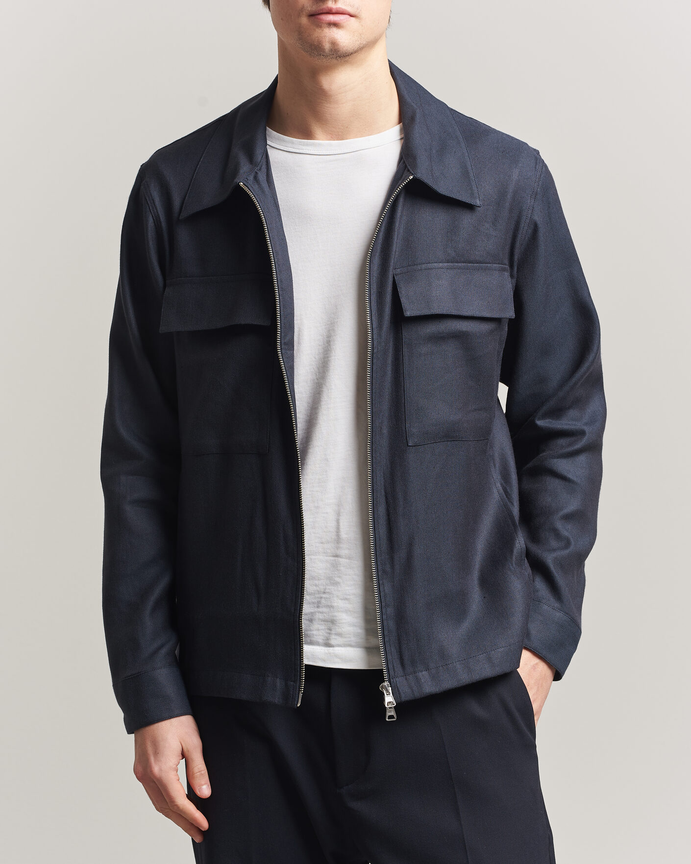 Uomini | Camicie | NN07 | Alban Linen/Viscose Overshirt Deep Navy