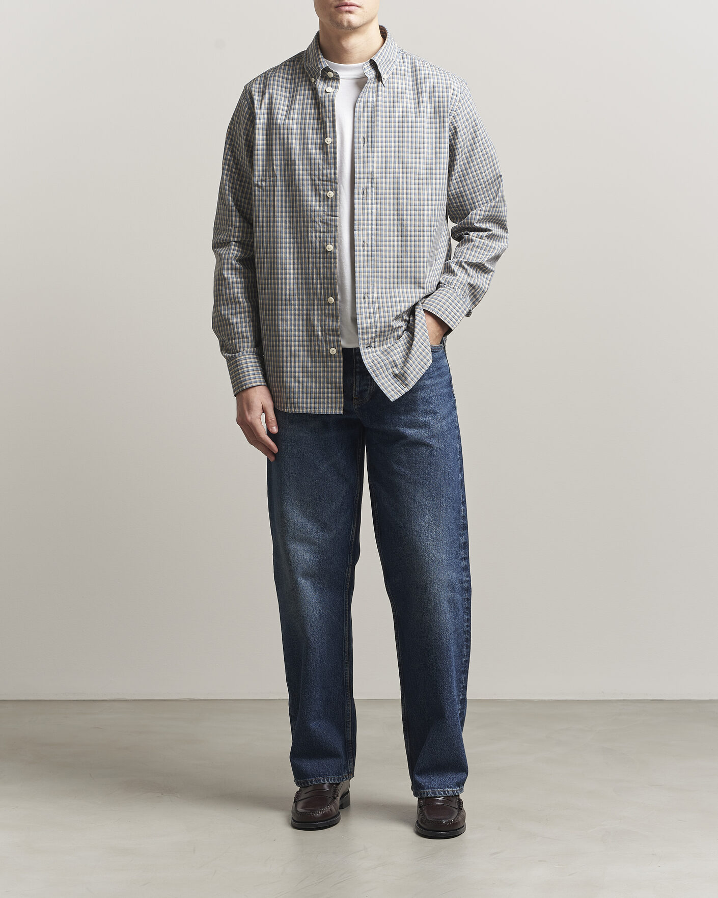 Uomini | Camicie | NN07 | Colby Brushed Cotton Shirt Blue Check