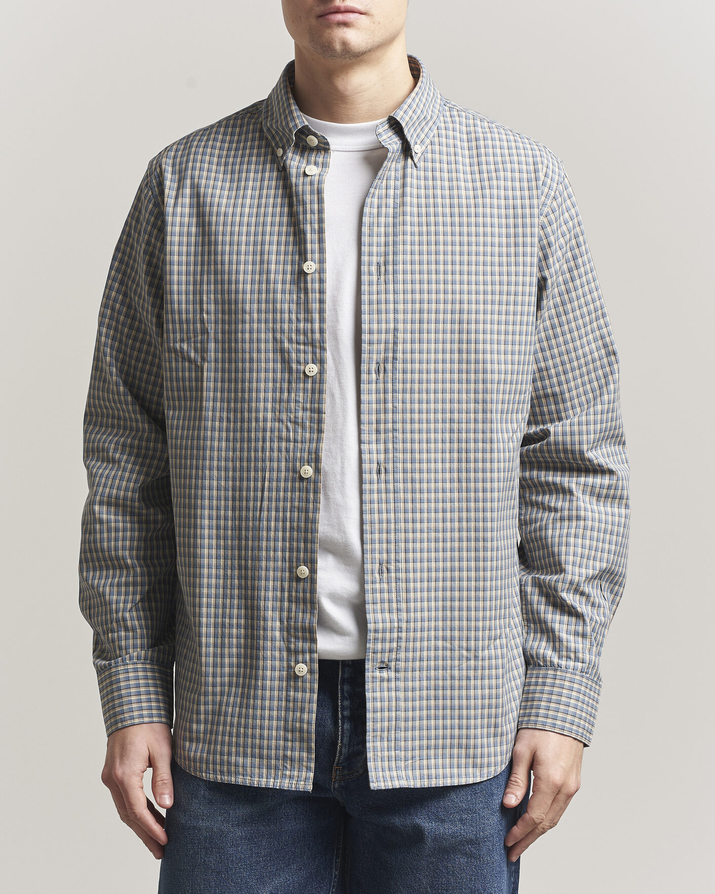 Uomini | Camicie | NN07 | Colby Brushed Cotton Shirt Blue Check