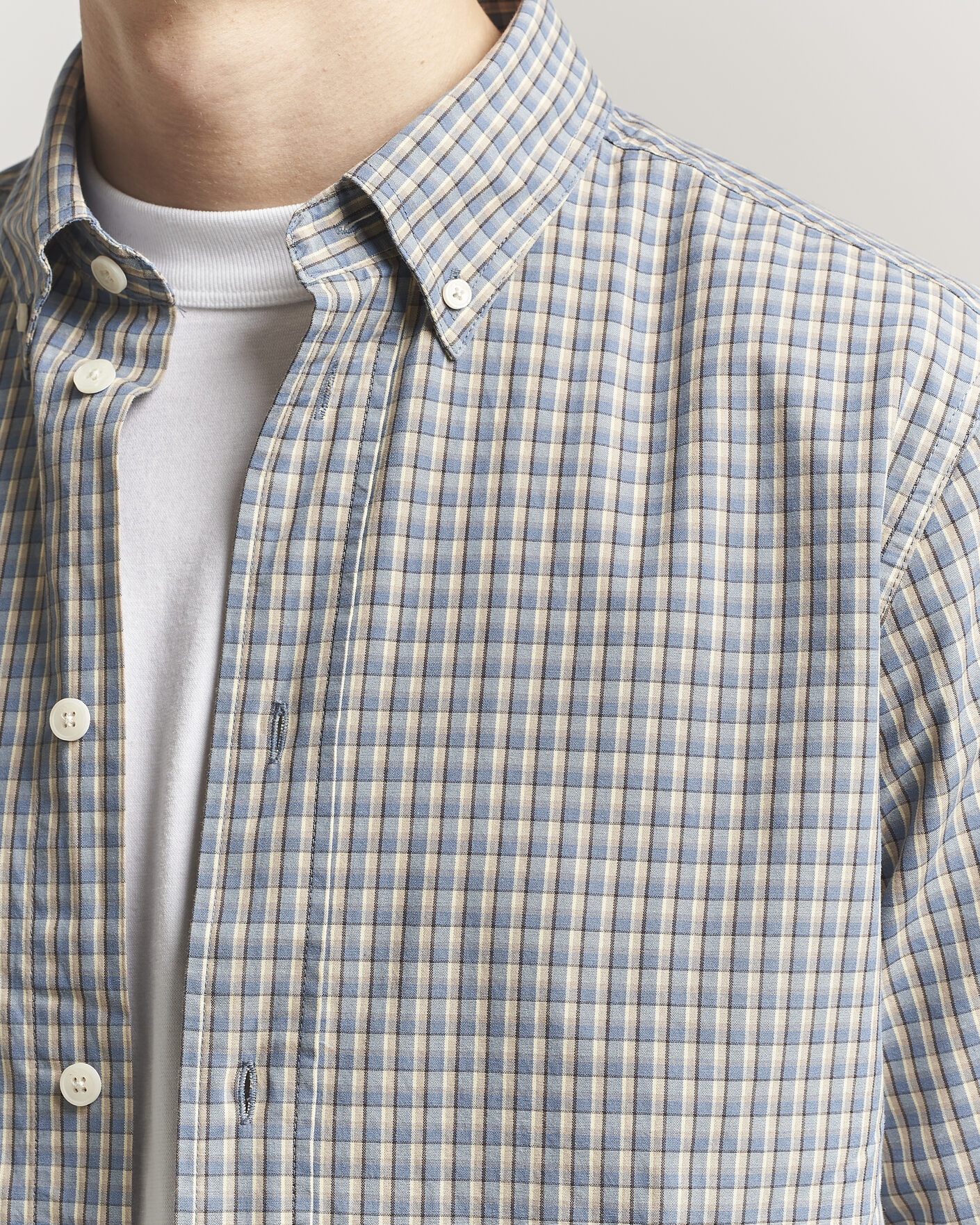 Uomini | Camicie | NN07 | Colby Brushed Cotton Shirt Blue Check