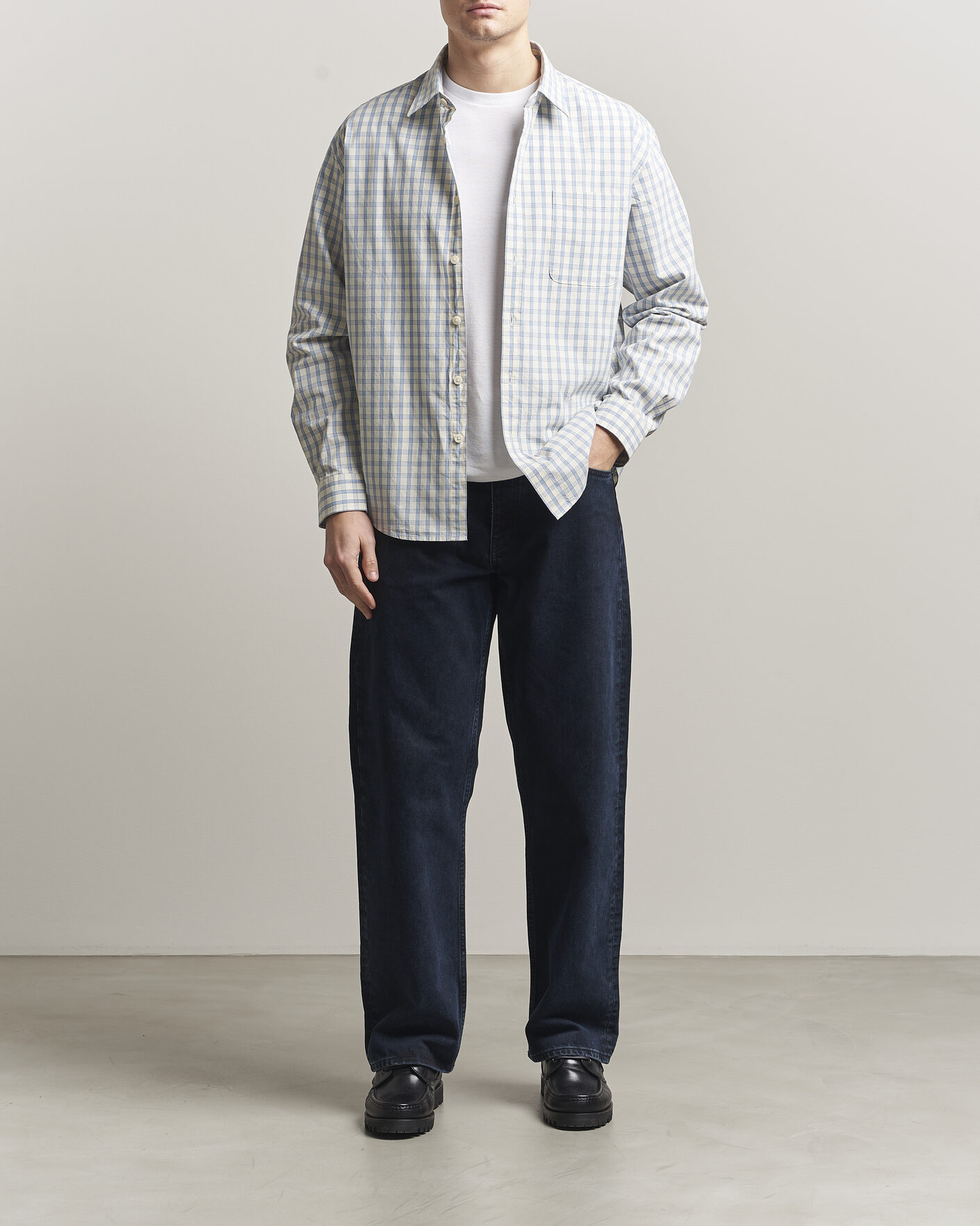 Uomini | Camicie | NN07 | Deon Brushed Cotton Shirt Ecru Check