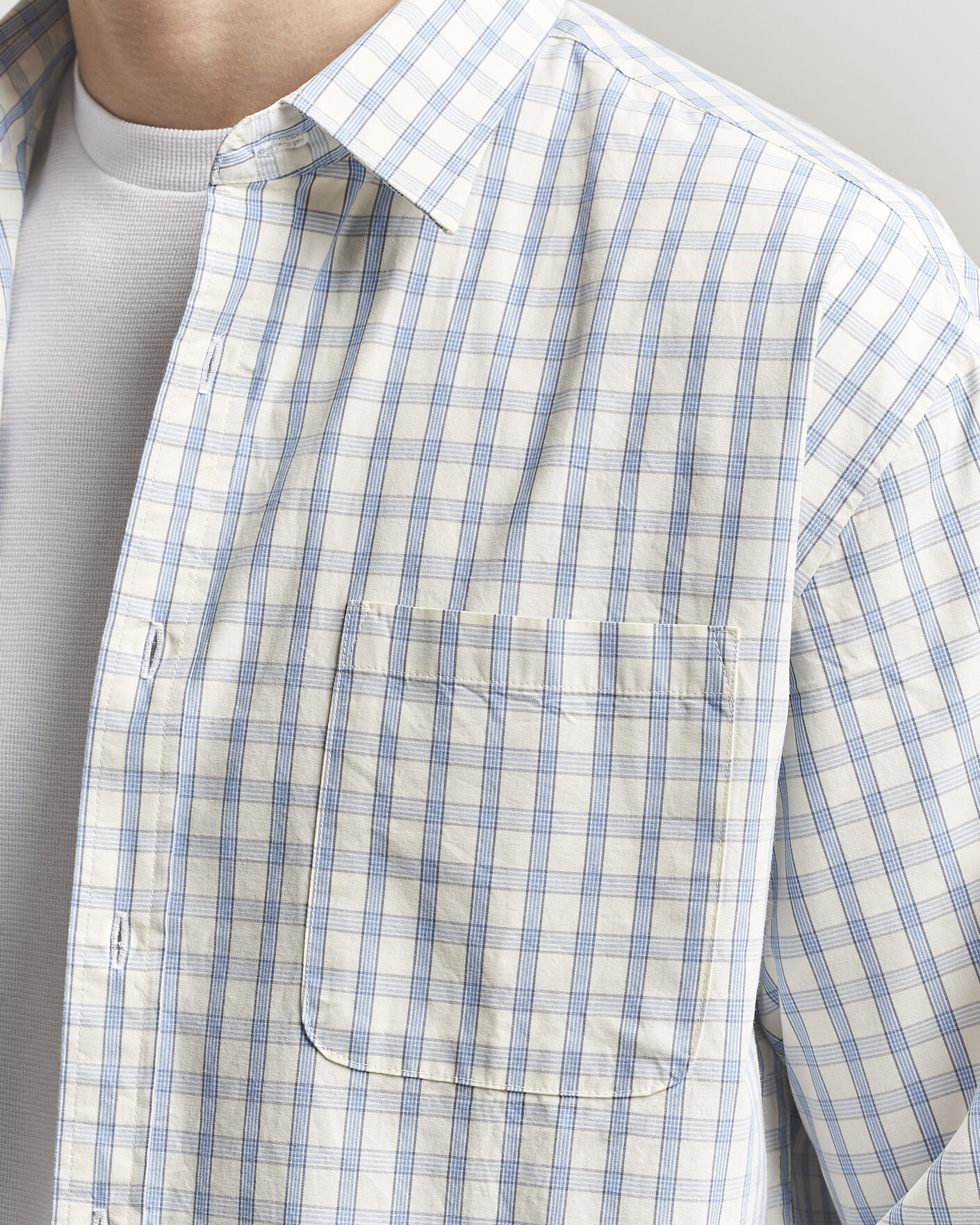 Uomini | Camicie | NN07 | Deon Brushed Cotton Shirt Ecru Check
