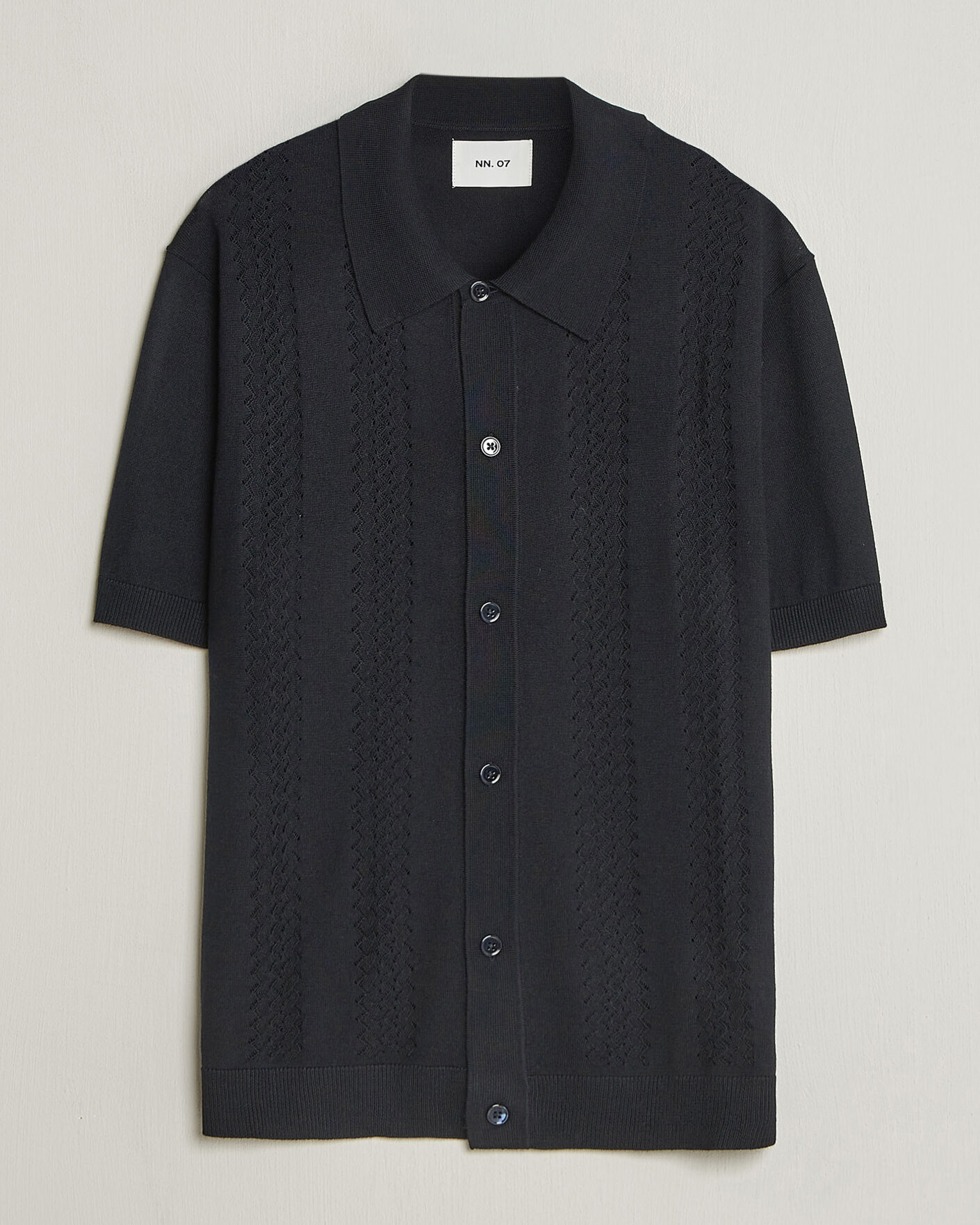 Uomini | Camicie | NN07 | Thor Knitted Short Sleeve Shirt Deep Navy