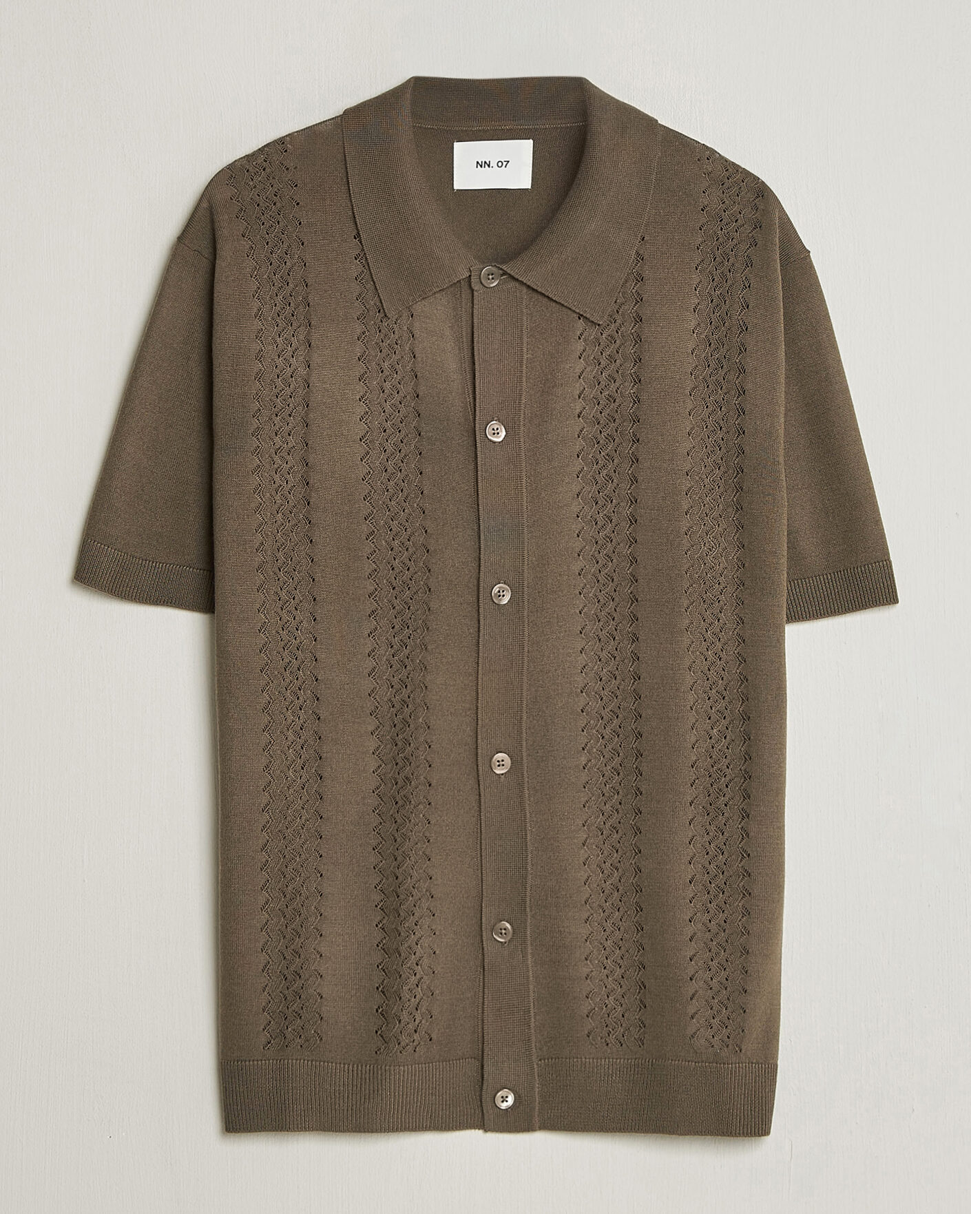 Uomini | Camicie | NN07 | Thor Knitted Short Sleeve Shirt Mable Husk
