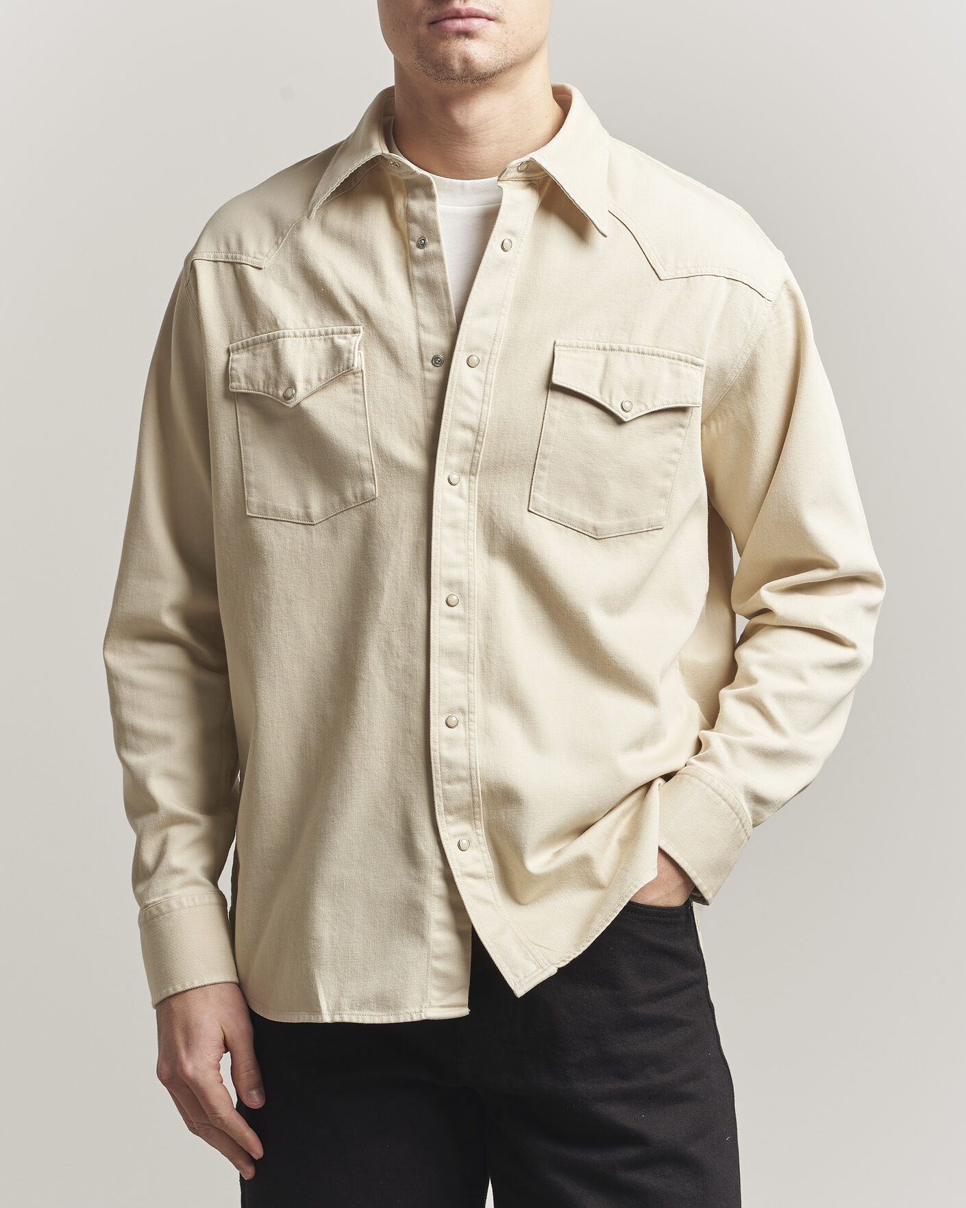 Uomini | Camicie | NN07 | Ricky Western Denim Shirt Ivory
