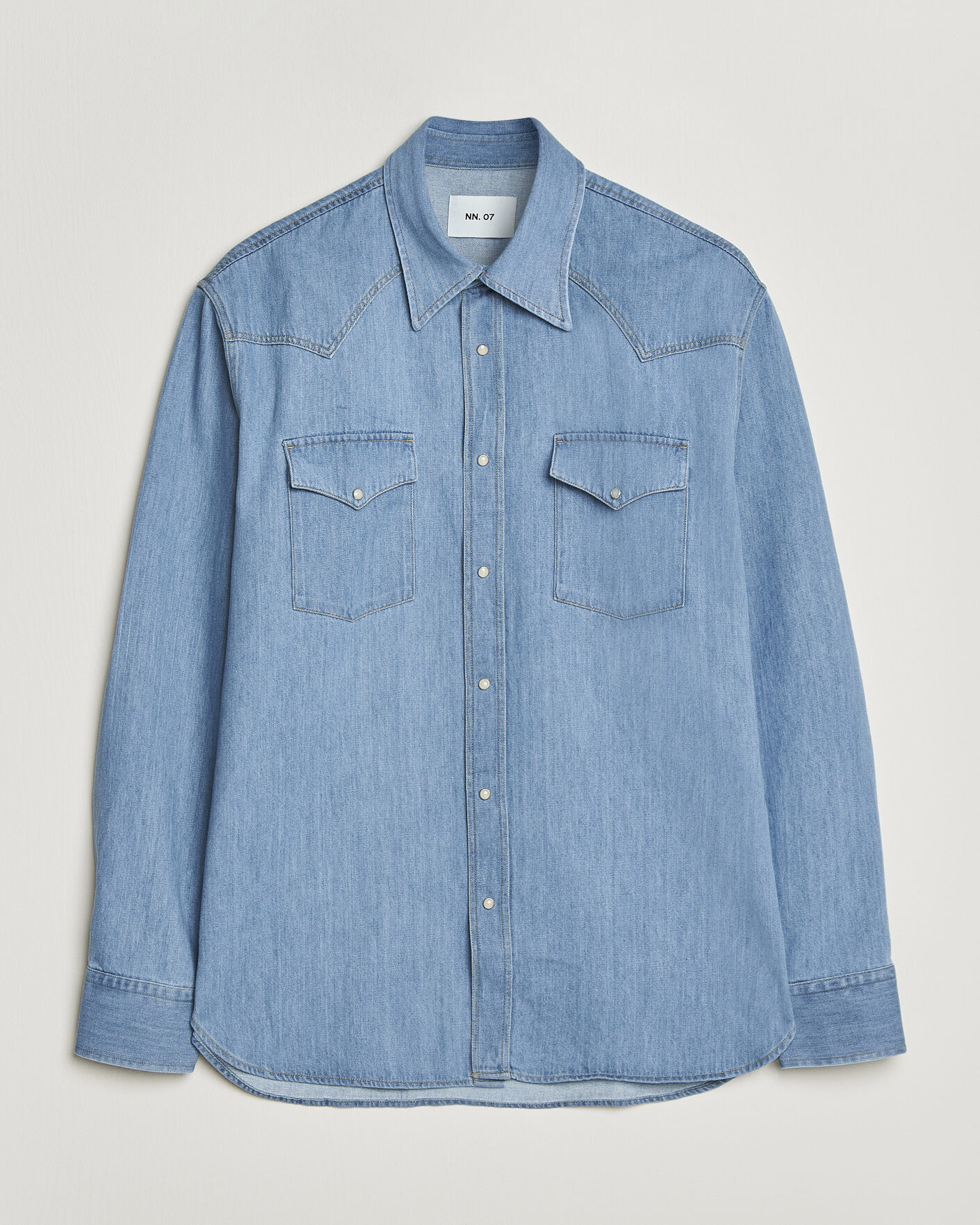 Uomini | Camicie | NN07 | Ricky Western Denim Shirt Light Indigo