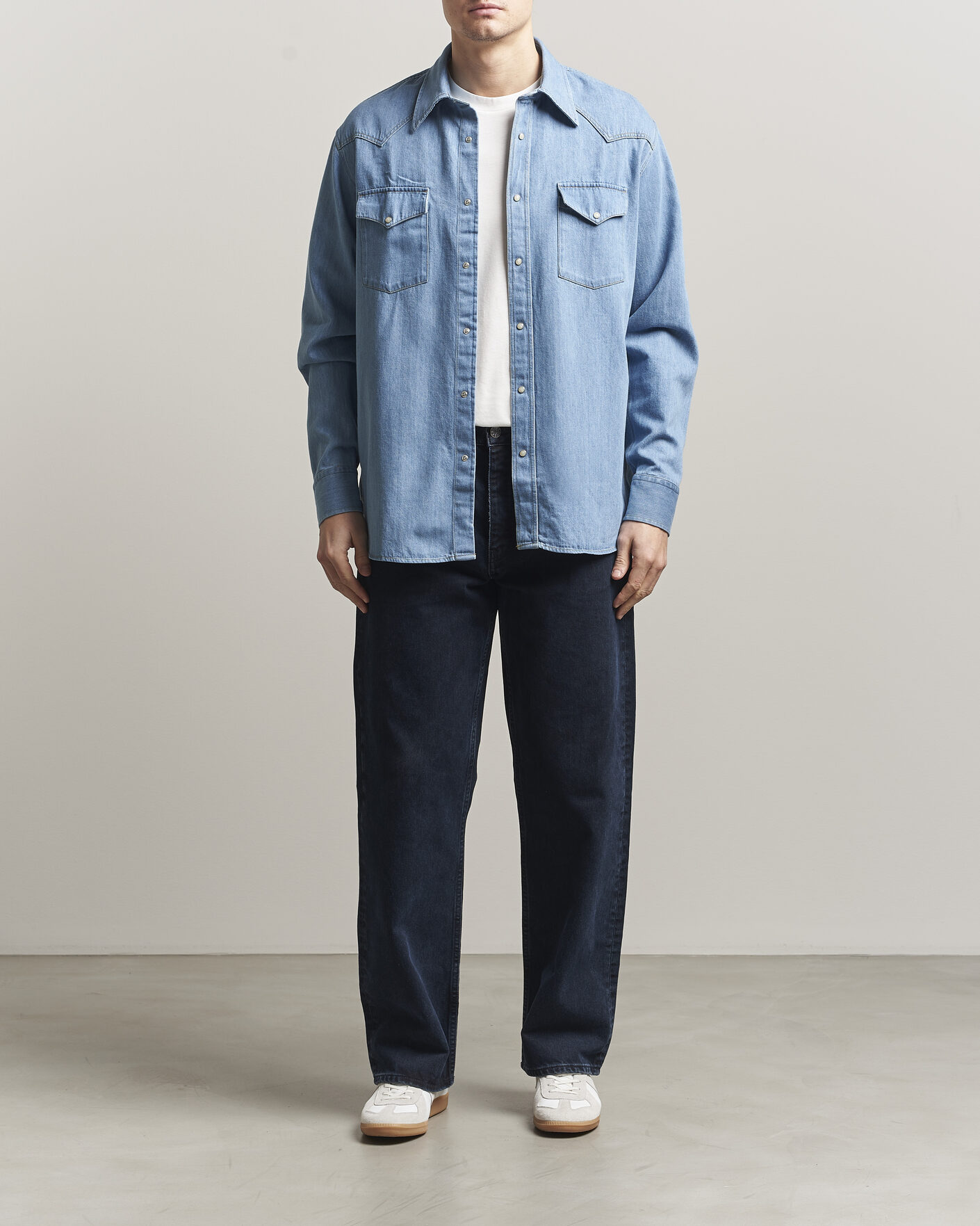 Uomini | Camicie | NN07 | Ricky Western Denim Shirt Light Indigo