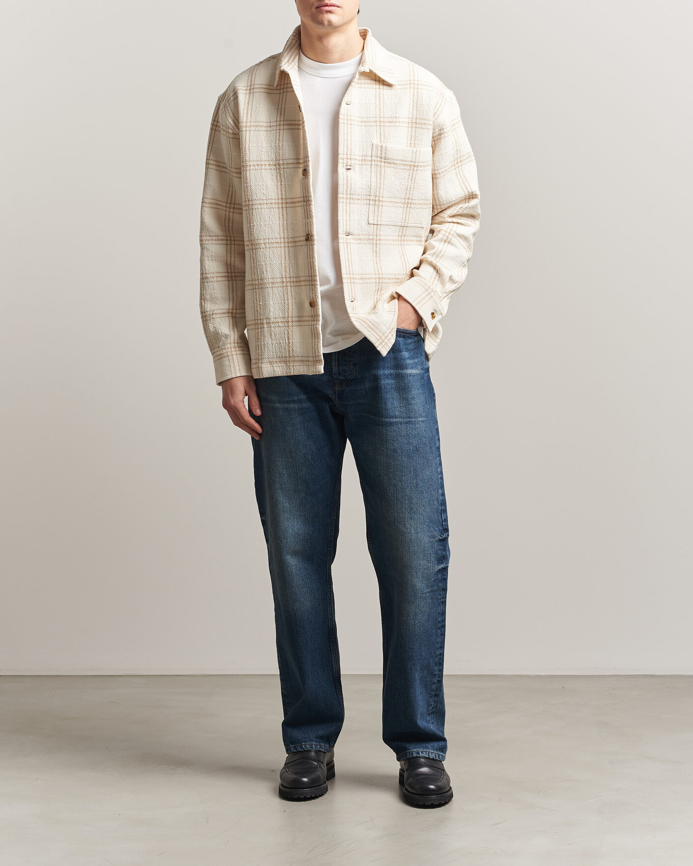 Uomini | Camicie | NN07 | Adwin Checked Overshirt Ivory