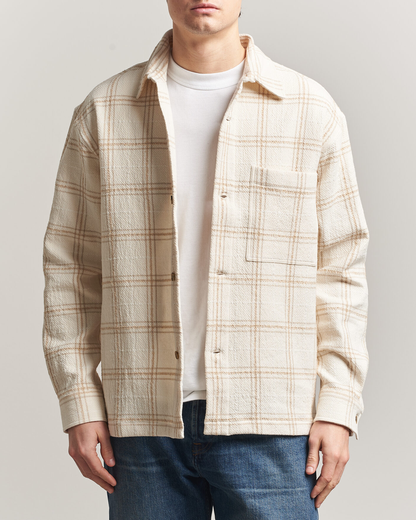 Uomini | Camicie | NN07 | Adwin Checked Overshirt Ivory