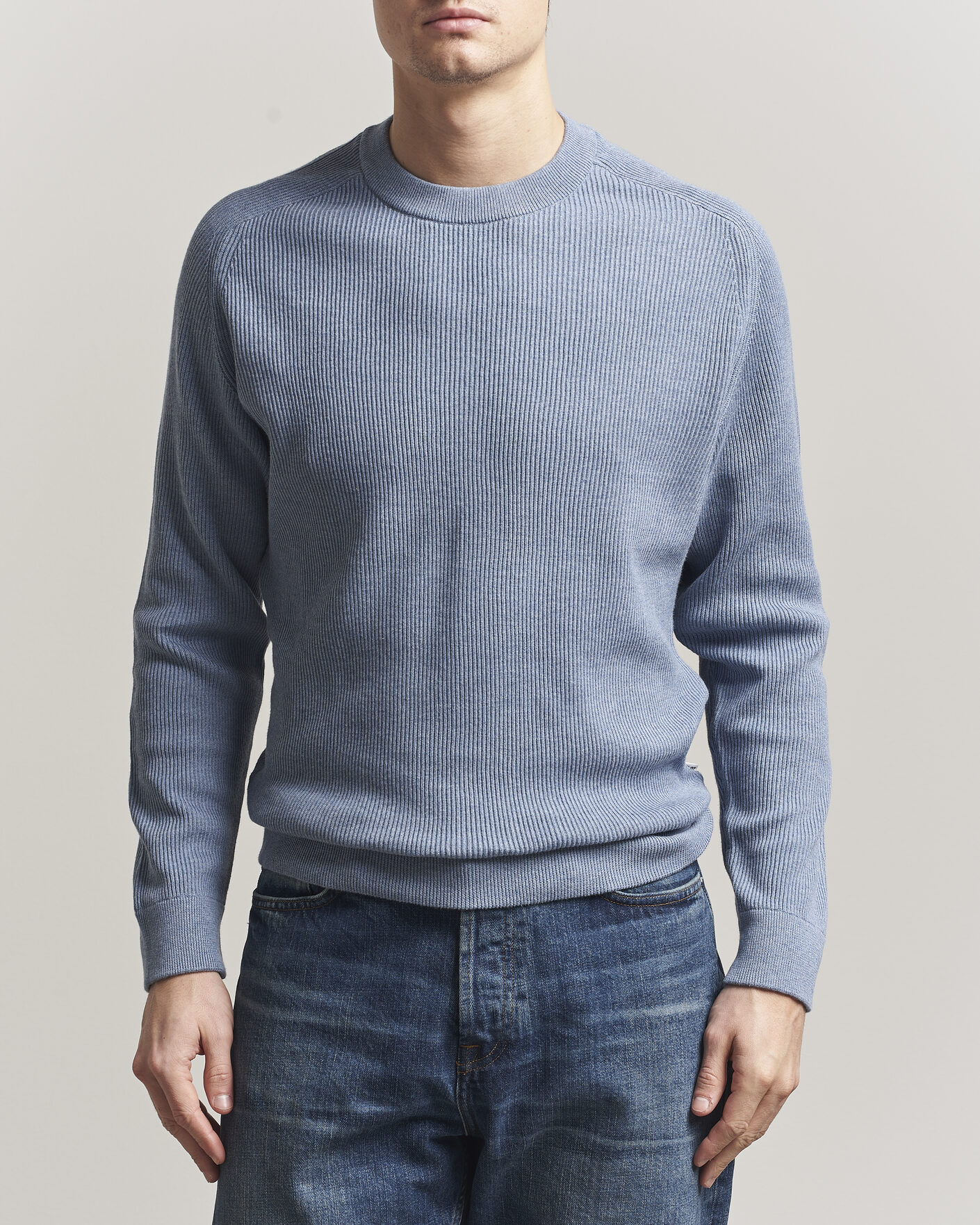 Uomini | Maglieria | NN07 | Kevin Cotton Knitted Sweater Stone Blue