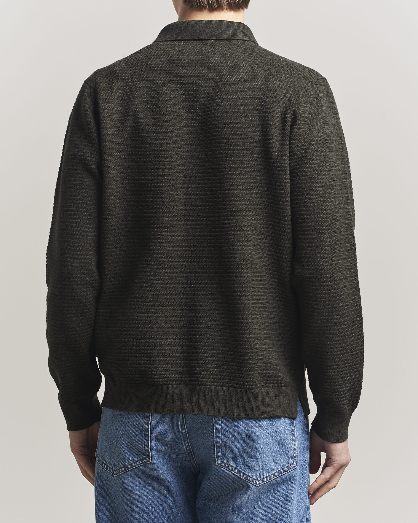 Uomini | Maglieria | NN07 | Paul Knitted Long Sleeve Polo Dark Army