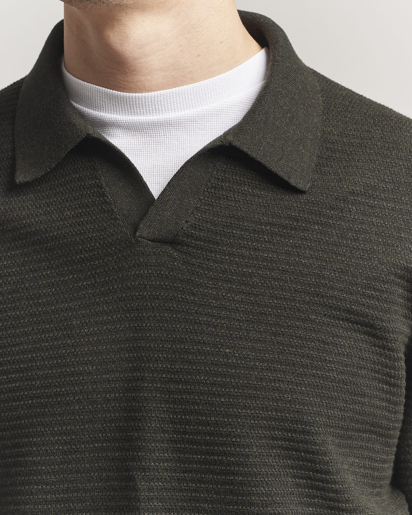 Uomini | Maglieria | NN07 | Paul Knitted Long Sleeve Polo Dark Army