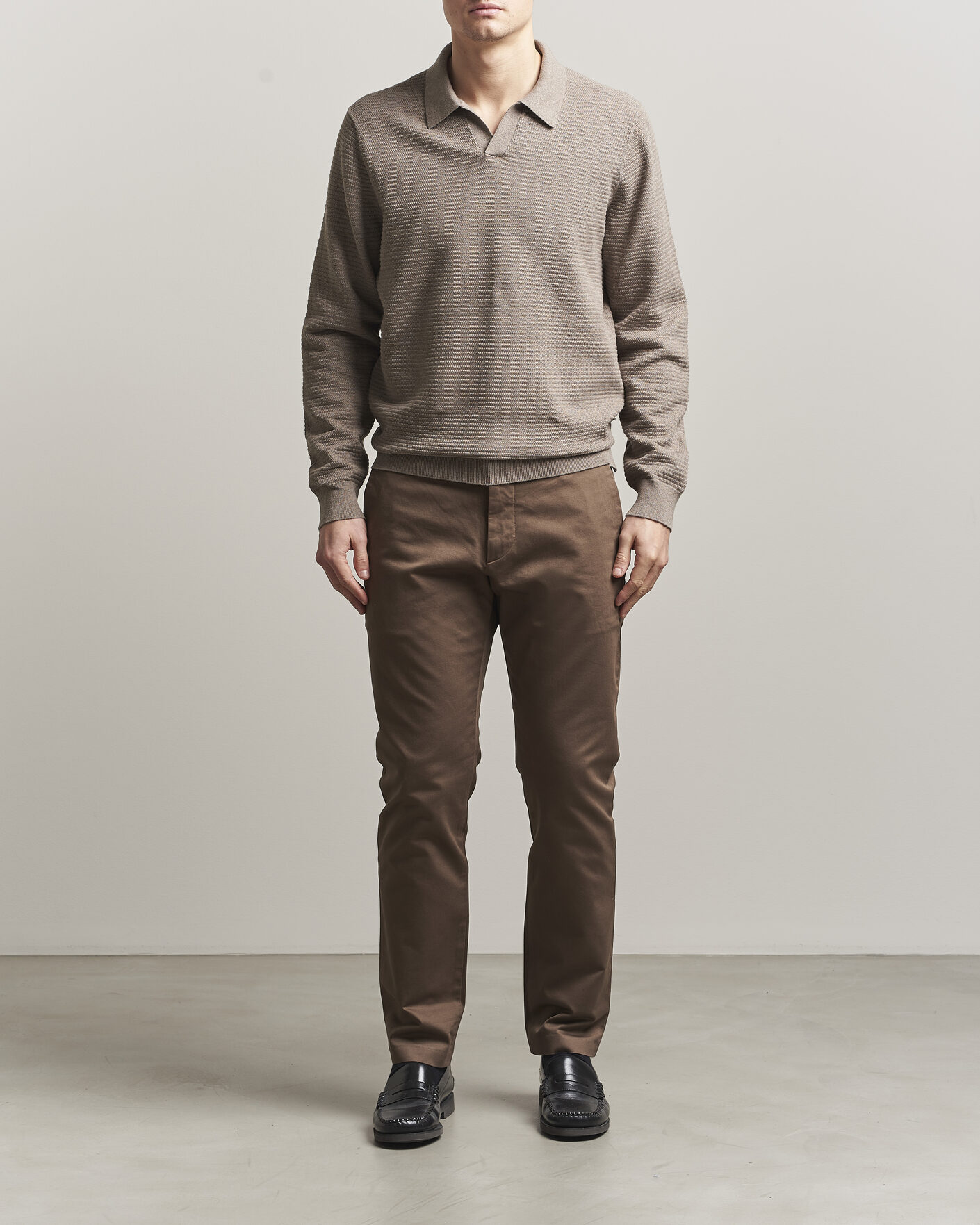 Uomini | Maglieria | NN07 | Paul Knitted Long Sleeve Polo Mable Husk