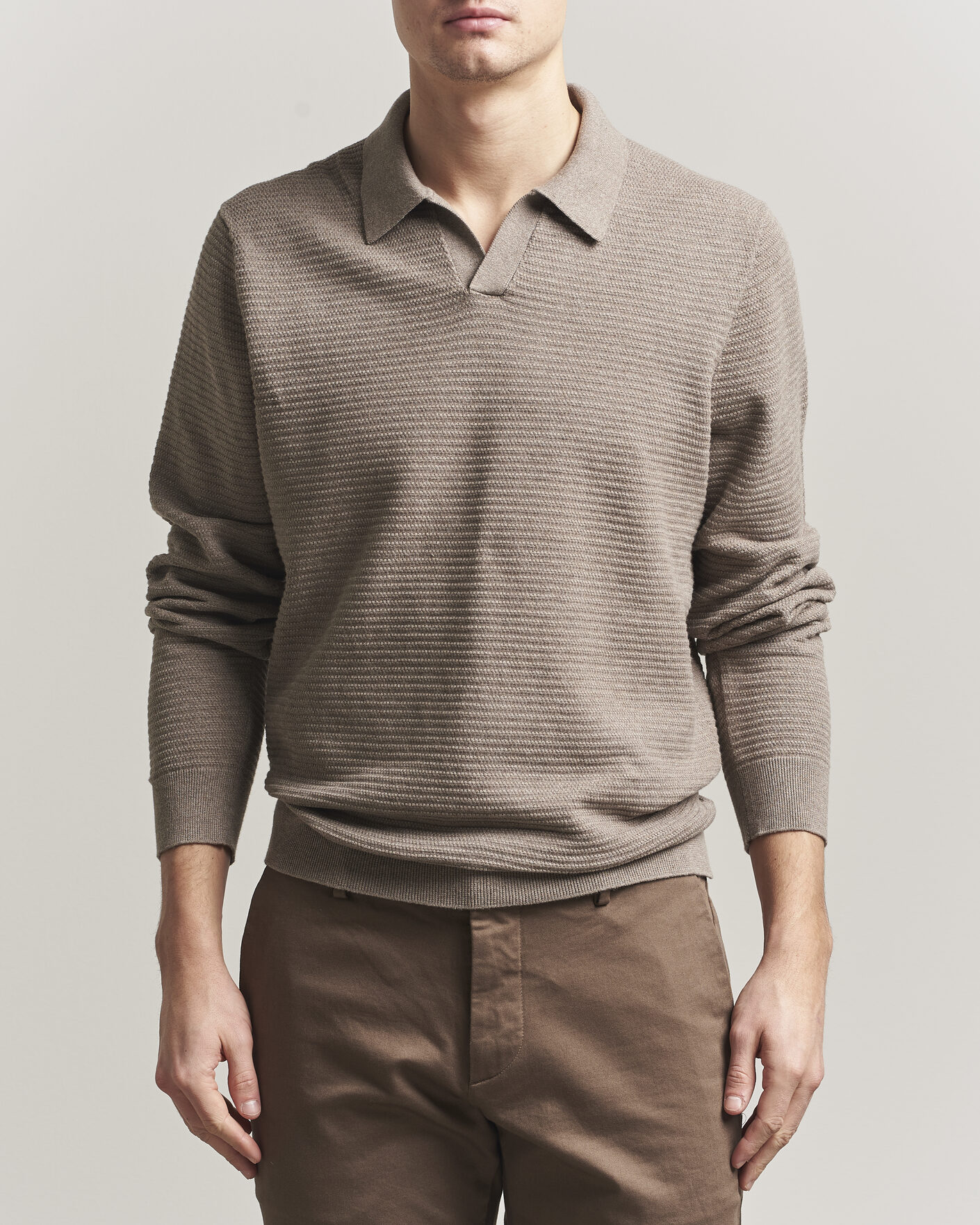 Uomini | Maglieria | NN07 | Paul Knitted Long Sleeve Polo Mable Husk