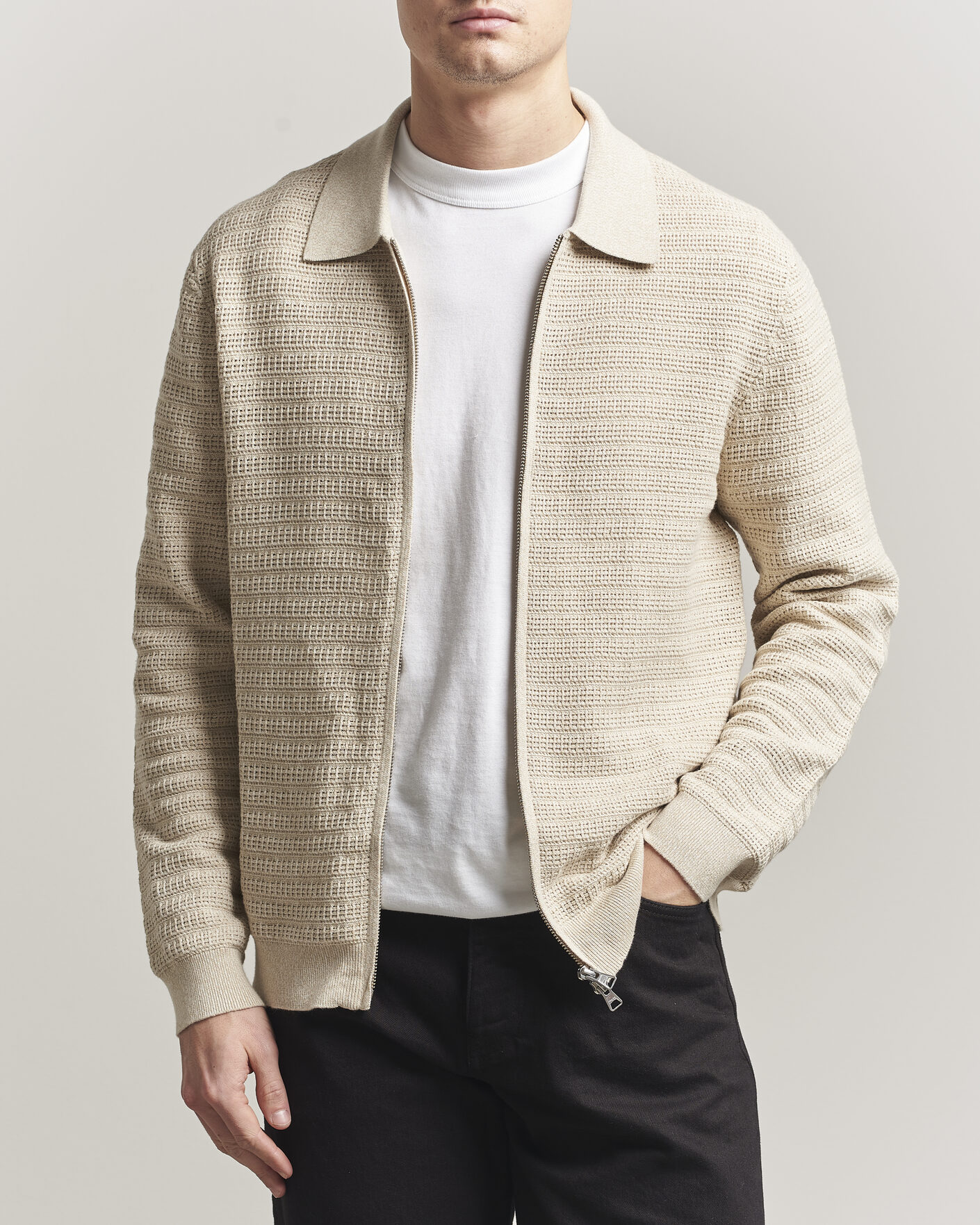 Uomini | Maglieria | NN07 | Gustav Knitted Full Zip Ivory