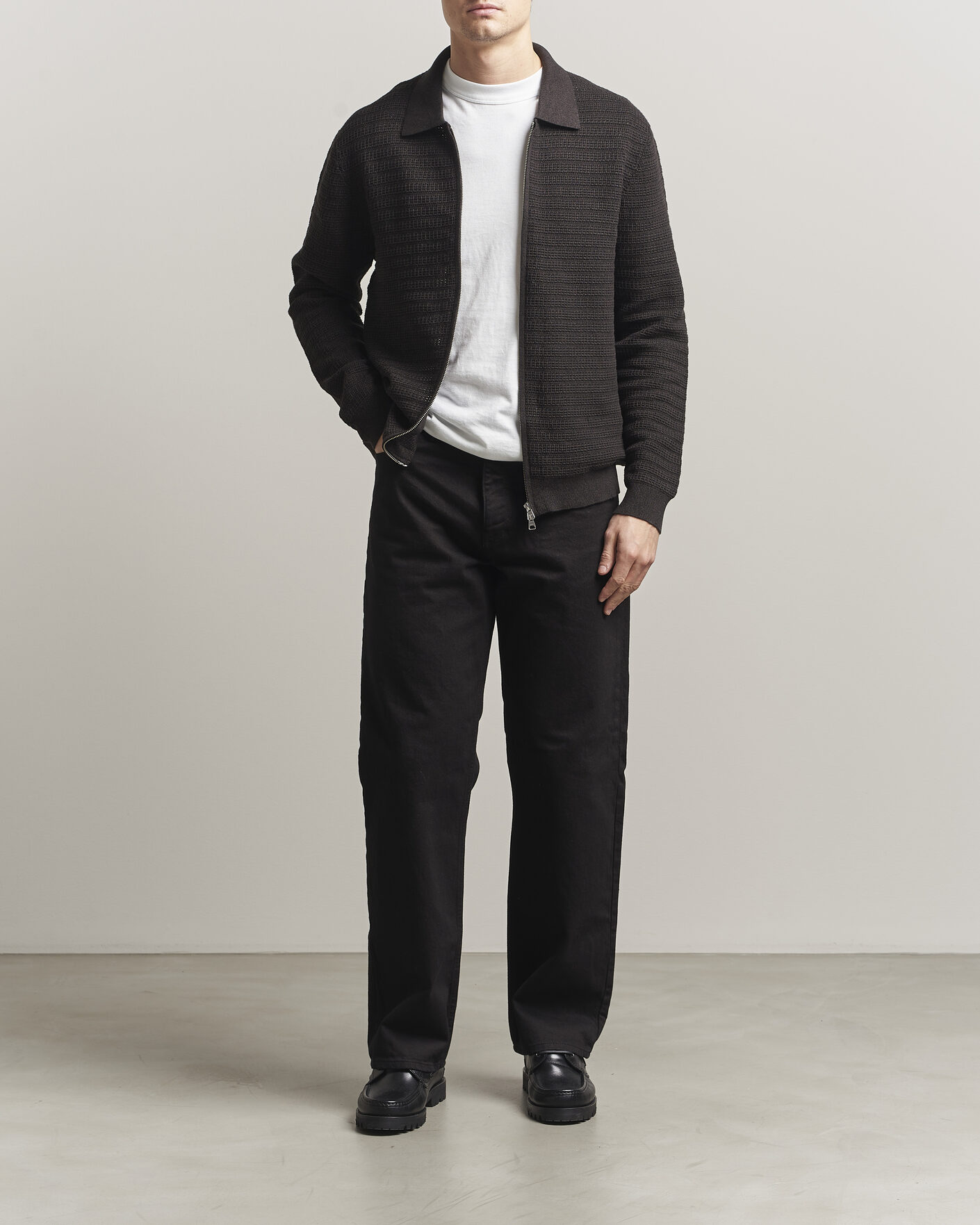 Uomini | Maglieria | NN07 | Gustav Knitted Full Zip Deep Truffle