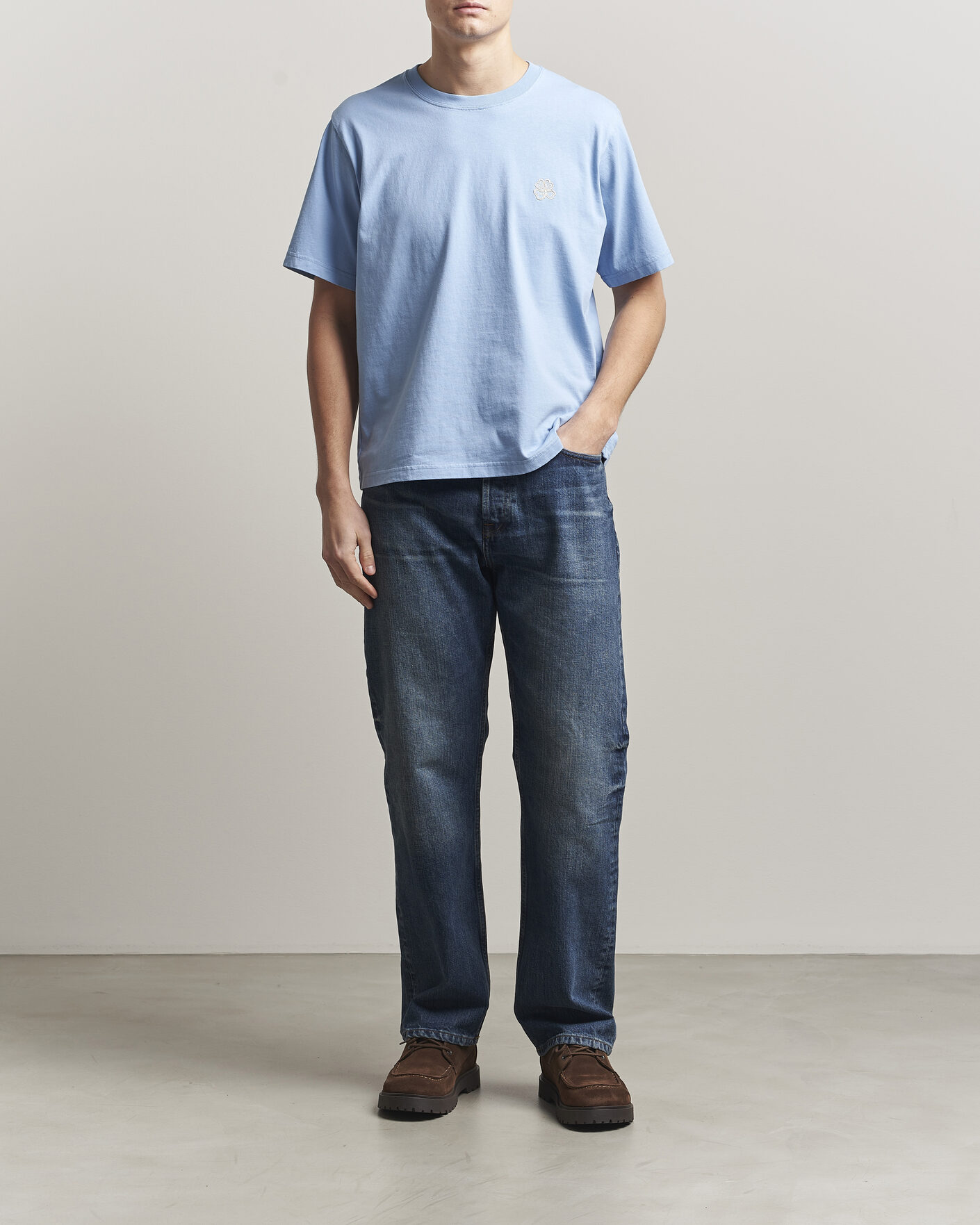 Uomini | T-shirt | NN07 | Jett Embroidered Crew Neck T-Shirt Cerulian Blue