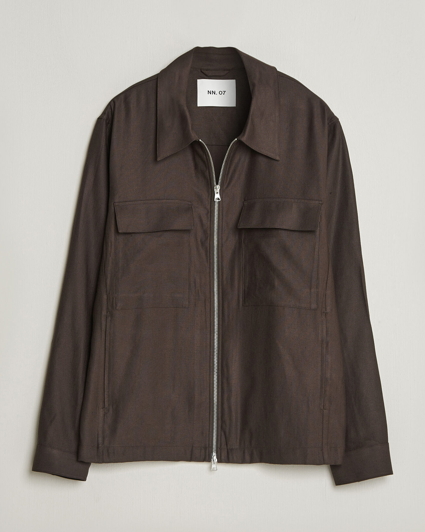 Uomini | Camicie | NN07 | Alban Linen/Viscose Overshirt Deep Truffle