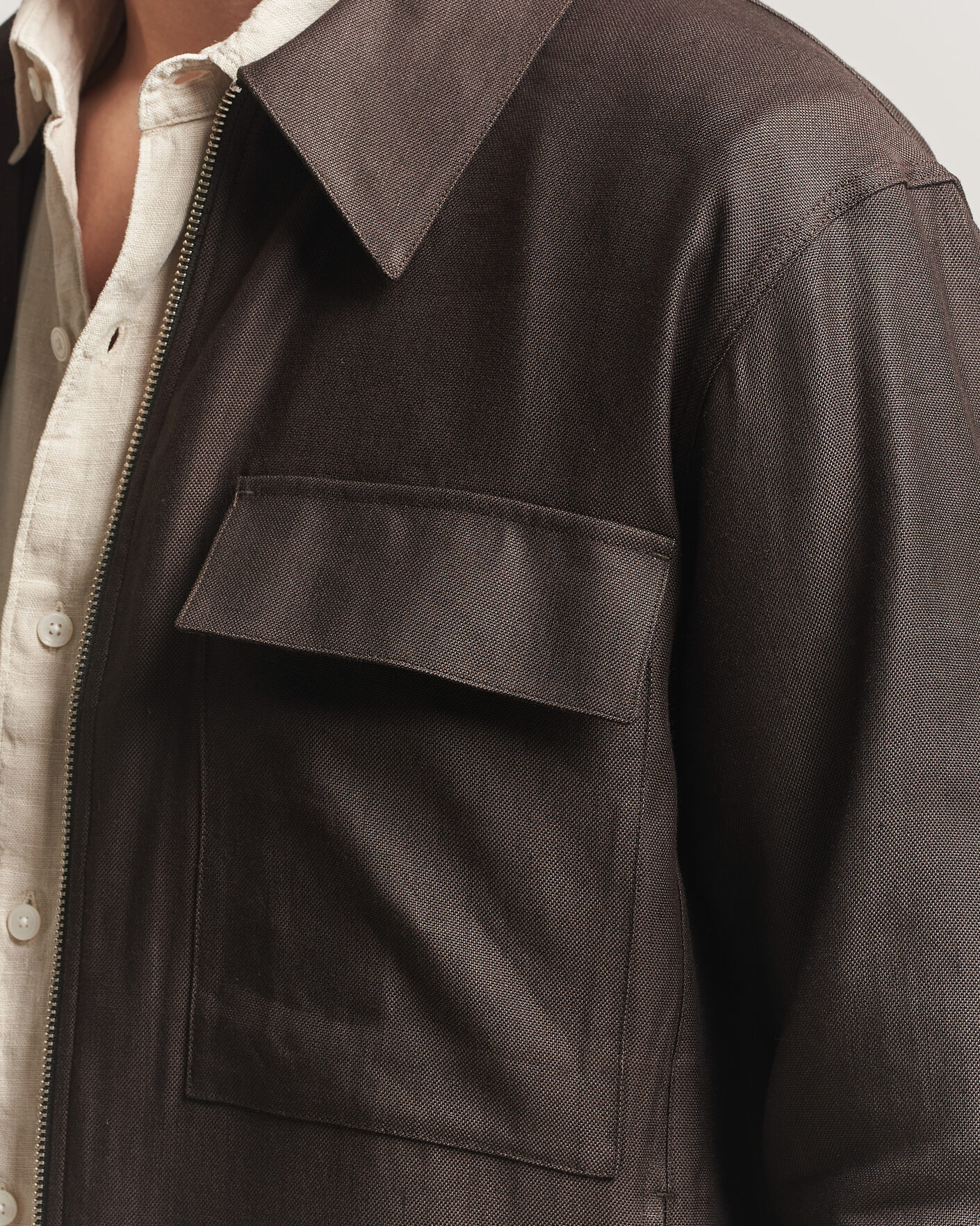 Uomini | Camicie | NN07 | Alban Linen/Viscose Overshirt Deep Truffle