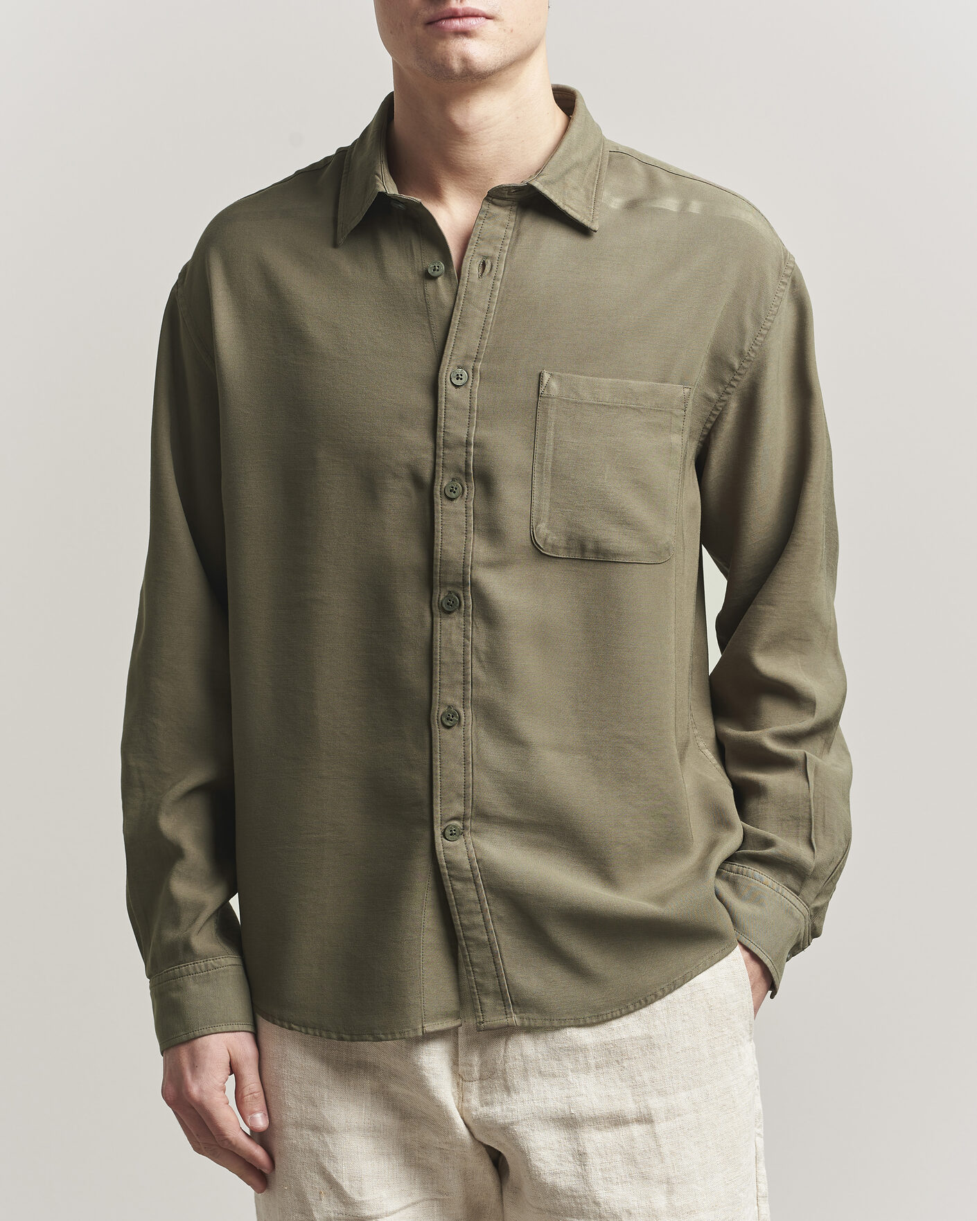 Uomini | Camicie | NN07 | Deon Tencel Shirt Capers Green