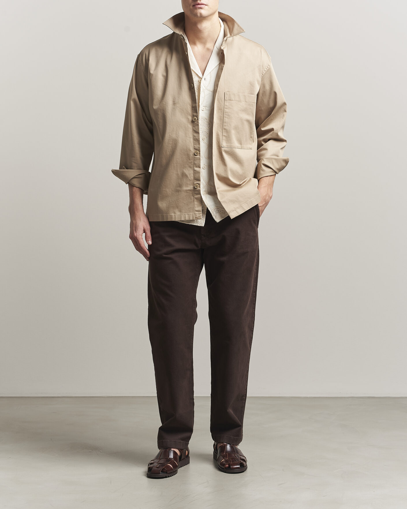 Uomini | Camicie | NN07 | Freddy Cotton Overshirt Desert Khaki