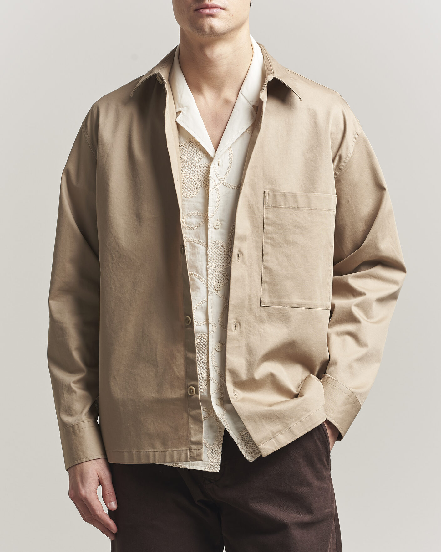 Uomini | Camicie | NN07 | Freddy Cotton Overshirt Desert Khaki