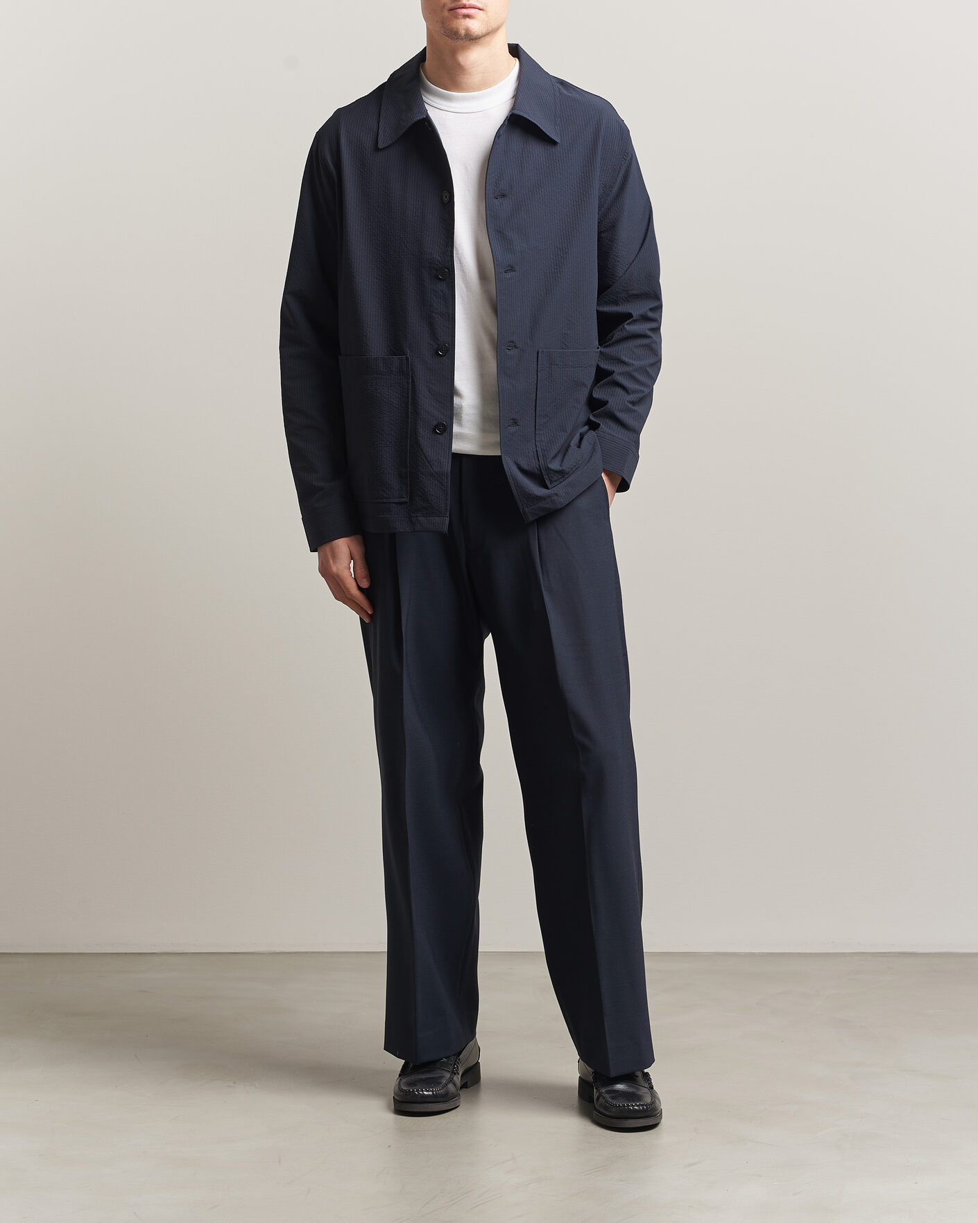 Uomini | Camicie | NN07 | Blaze Seersucker Overshirt Navy Blue
