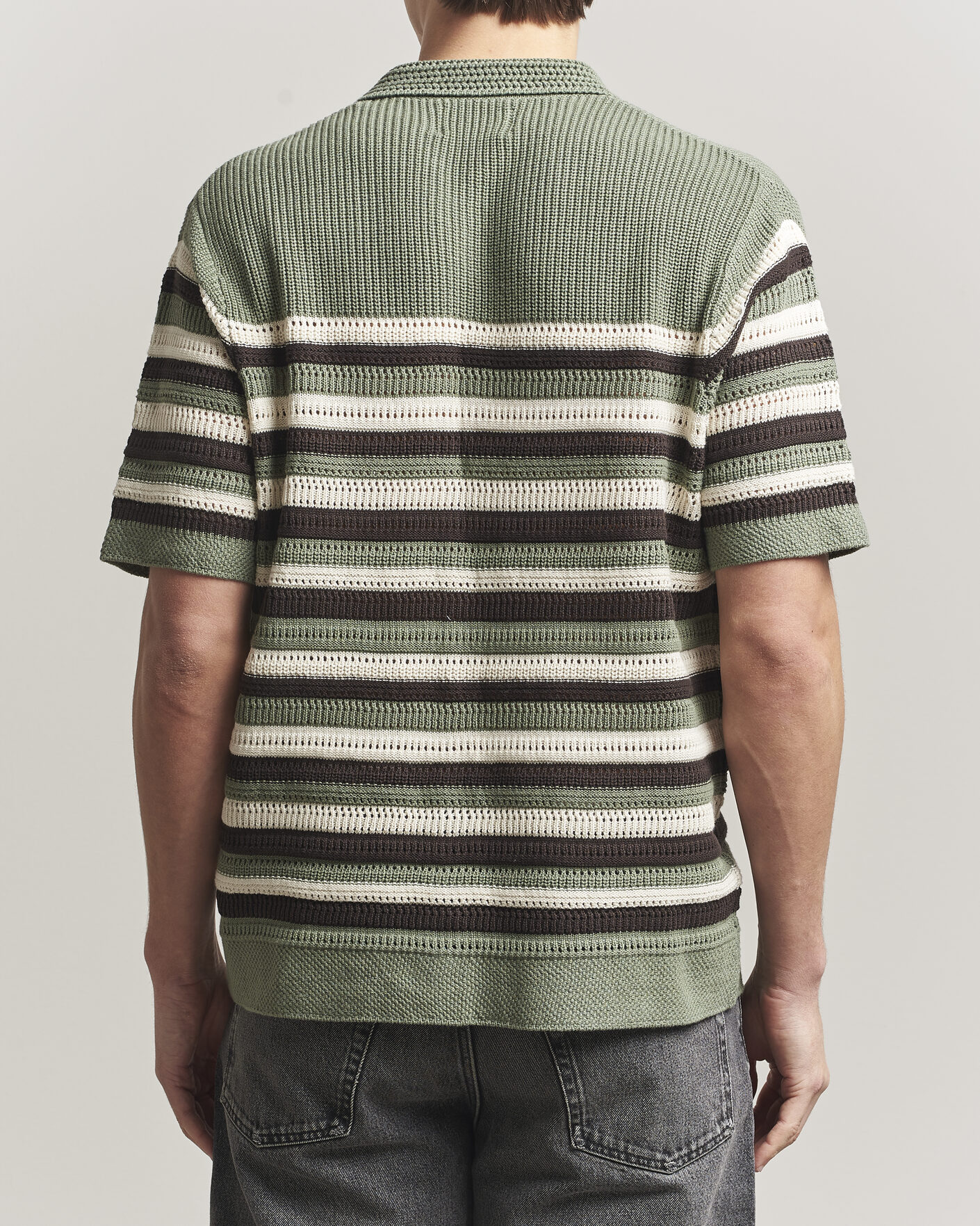 Uomini | Camicie | NN07 | Lars Knitted Short Sleeve Shirt Sea Spray Green