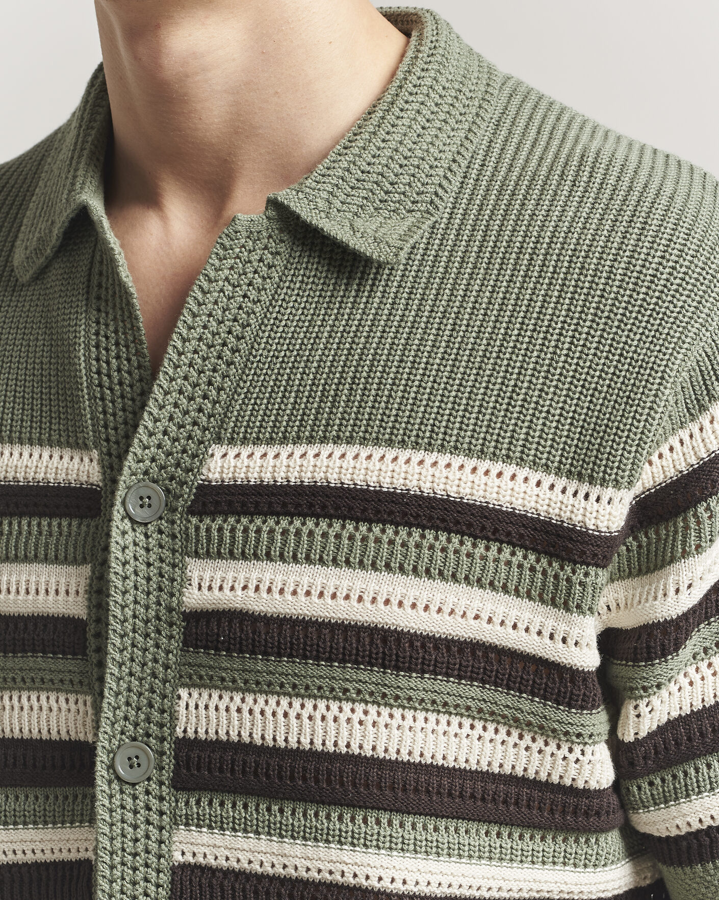 Uomini | Camicie | NN07 | Lars Knitted Short Sleeve Shirt Sea Spray Green