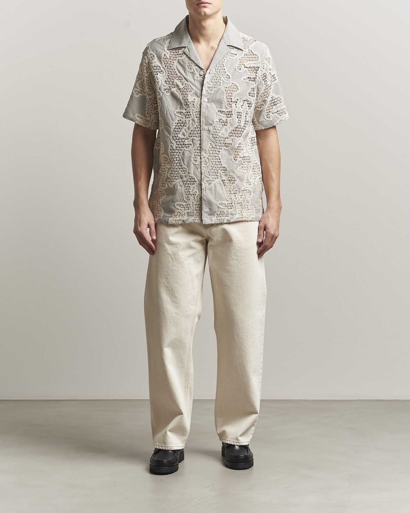 Uomini | Camicie | NN07 | Julio Flower Short Sleeve Shirt Deep Truffle