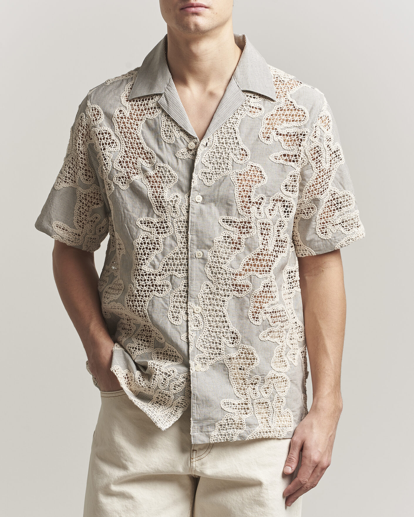 Uomini | Camicie | NN07 | Julio Flower Short Sleeve Shirt Deep Truffle
