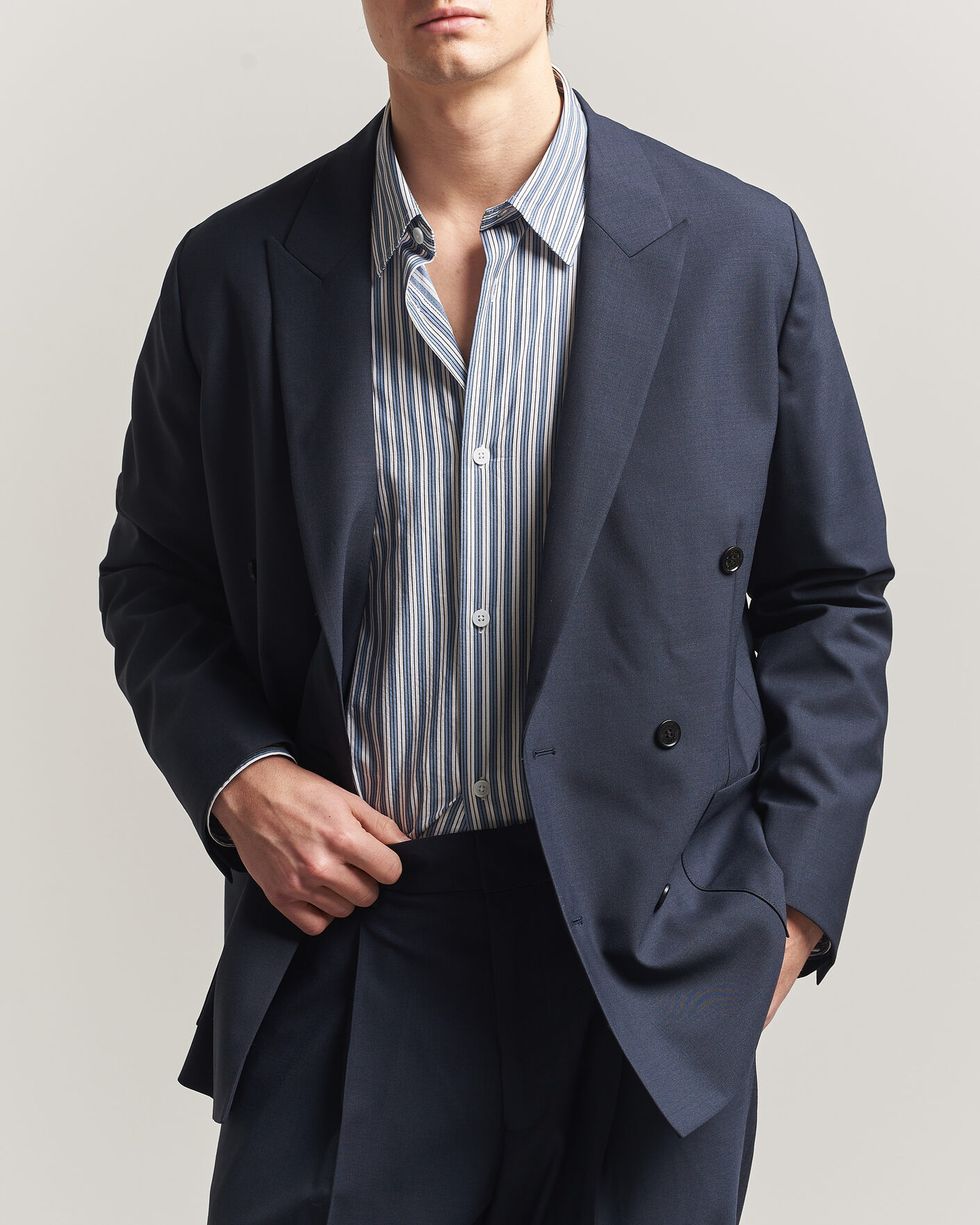 Uomini | Blazers | NN07 | Jordin Summer Wool Double Breasted Blazer Deep Navy