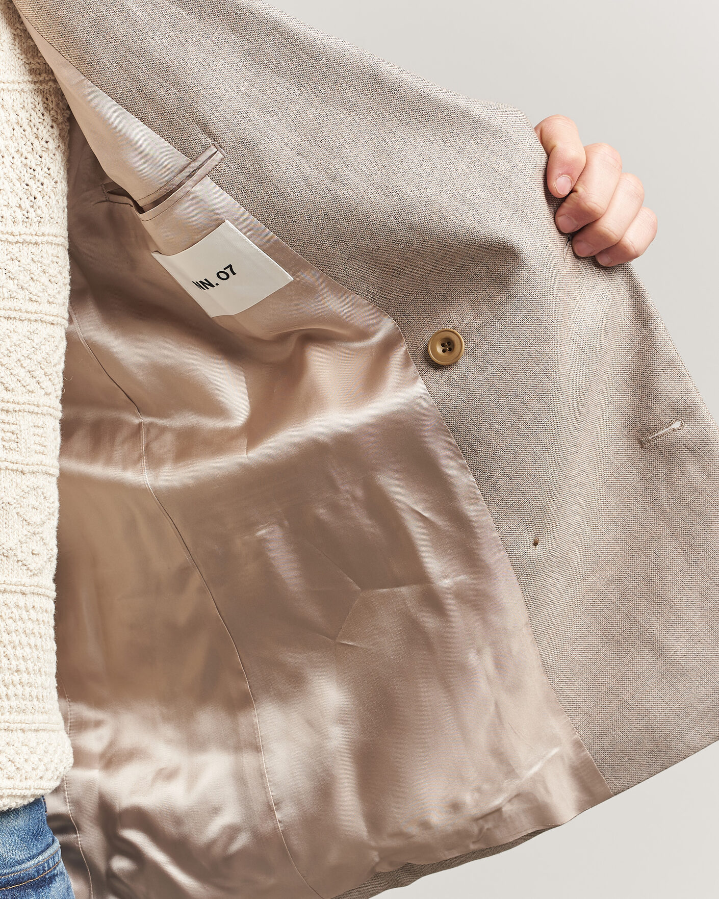 Uomini | Blazers | NN07 | Jordin Linen/Wool Double Breasted Blazer Khaki Melange