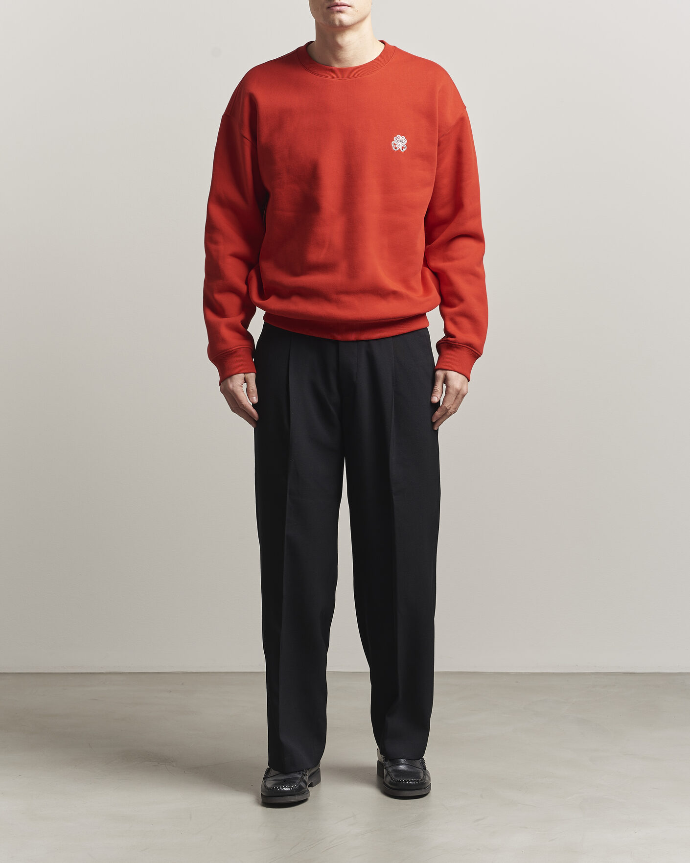Uomini | Maglieria | NN07 | David Embroidered Crew Neck Sweatshirt Chili Red