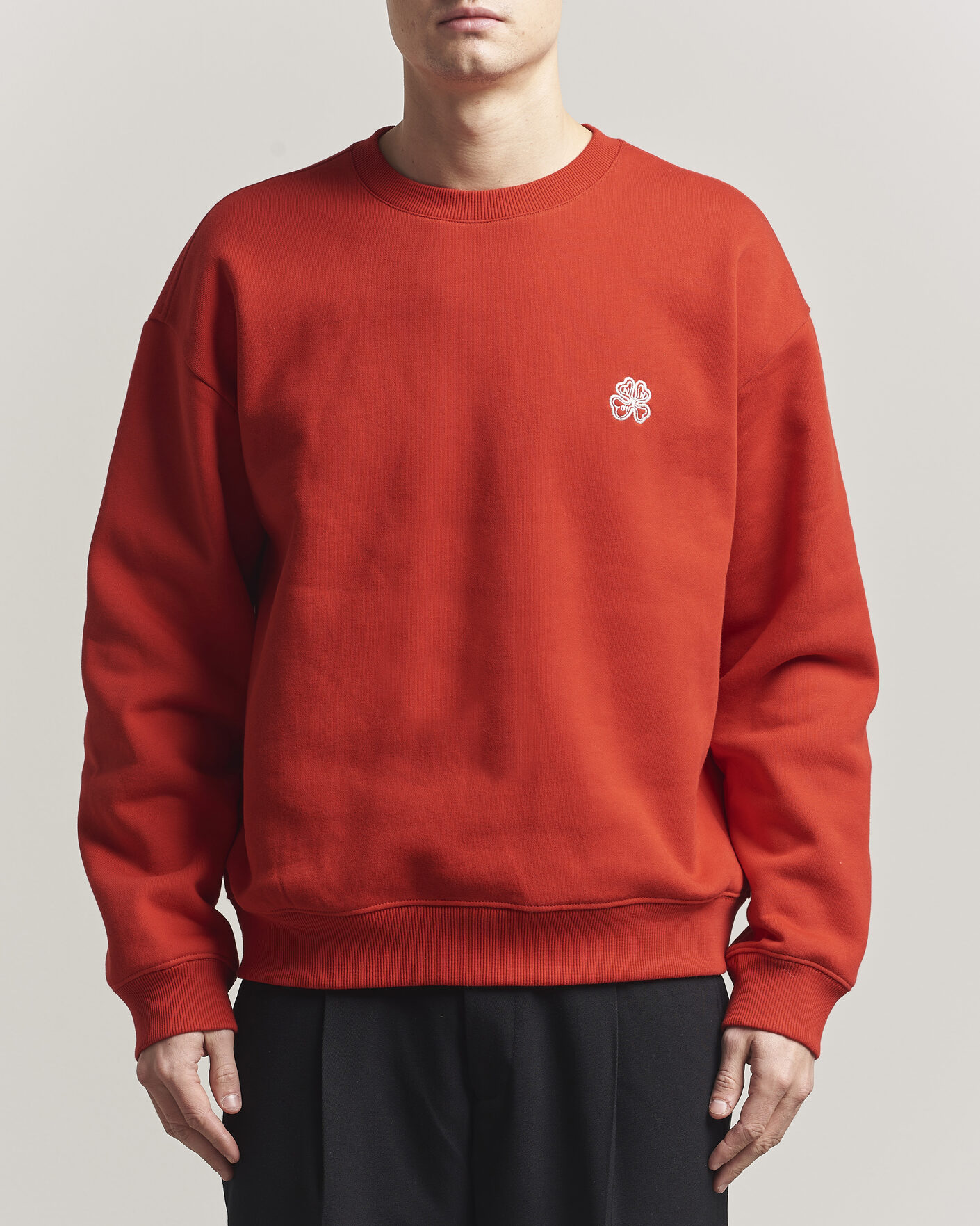 Uomini | Maglieria | NN07 | David Embroidered Crew Neck Sweatshirt Chili Red