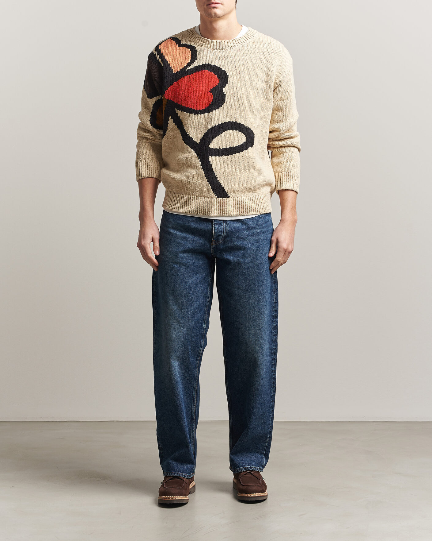 Uomini | Maglieria | NN07 | Todd Printed Flower Sweater Ecru Multi