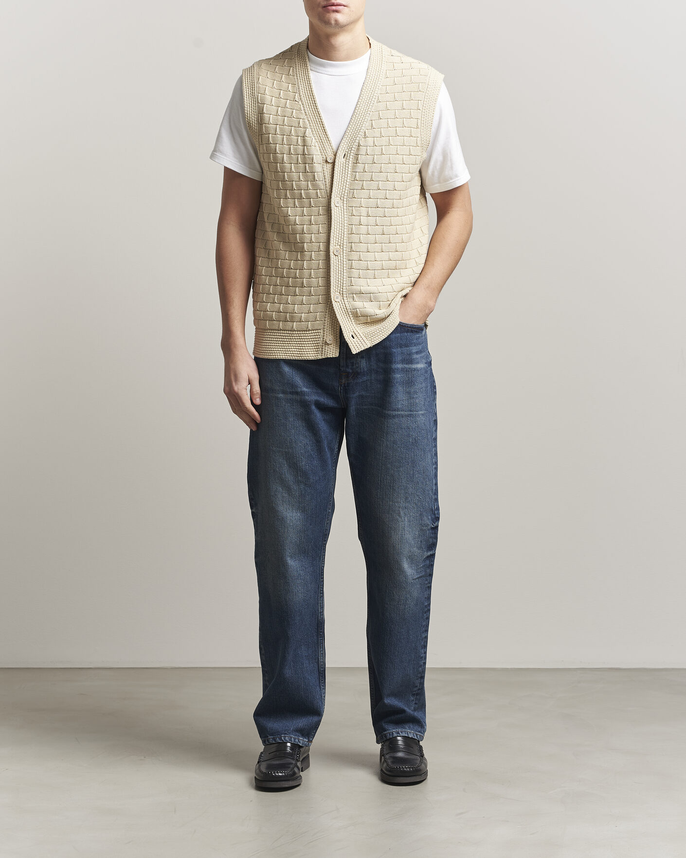 Uomini | Maglieria | NN07 | Reece Knitted Vest Ecru