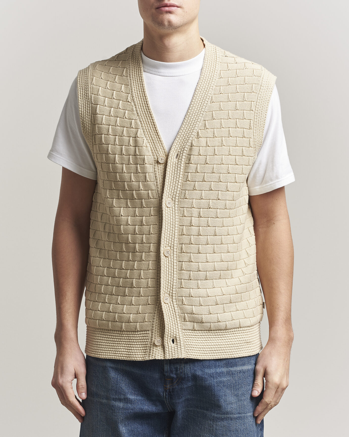 Uomini | Maglieria | NN07 | Reece Knitted Vest Ecru