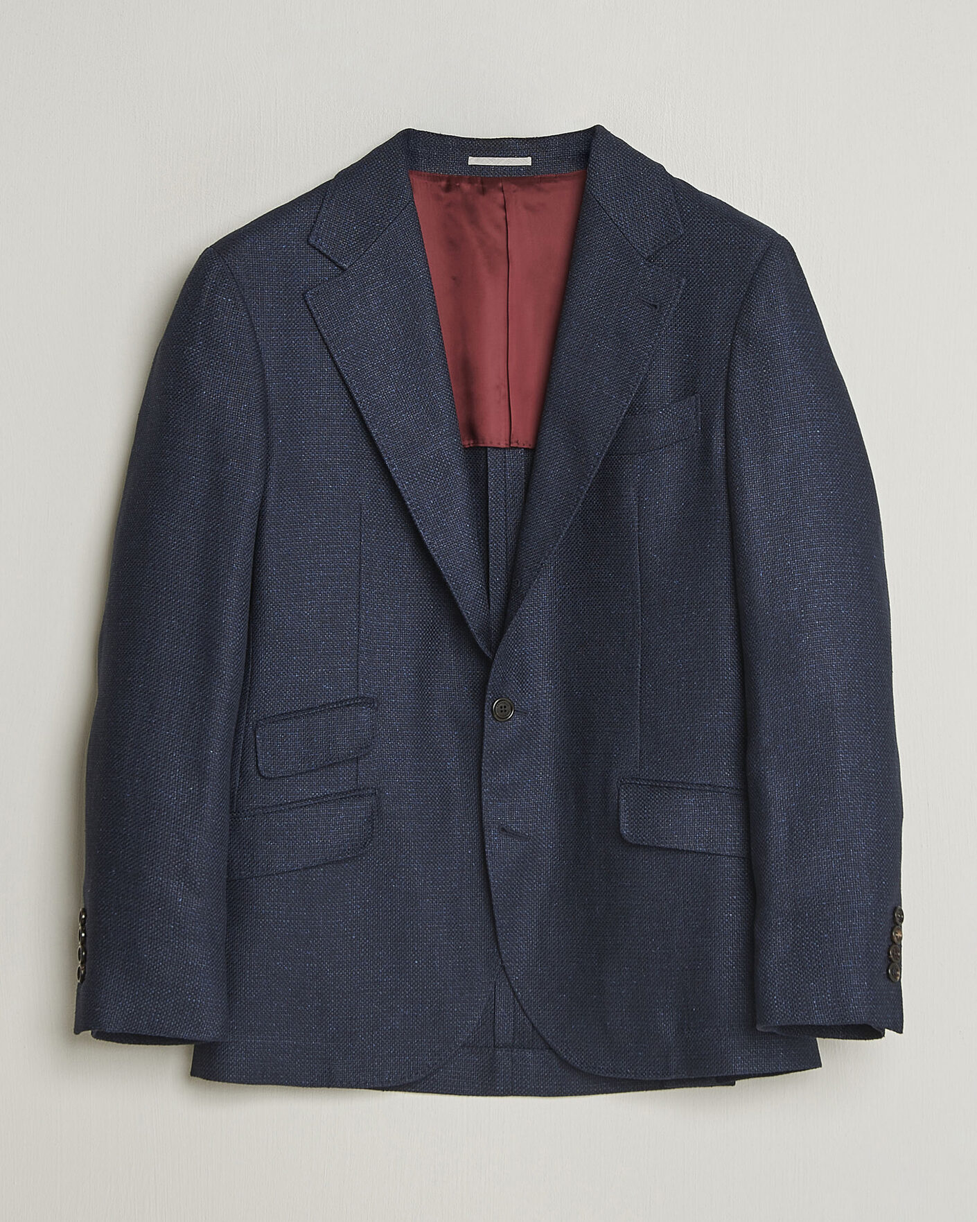 Uomini | Blazers | Brunello Cucinelli | Linen/Silk Hopsack Blazer Navy