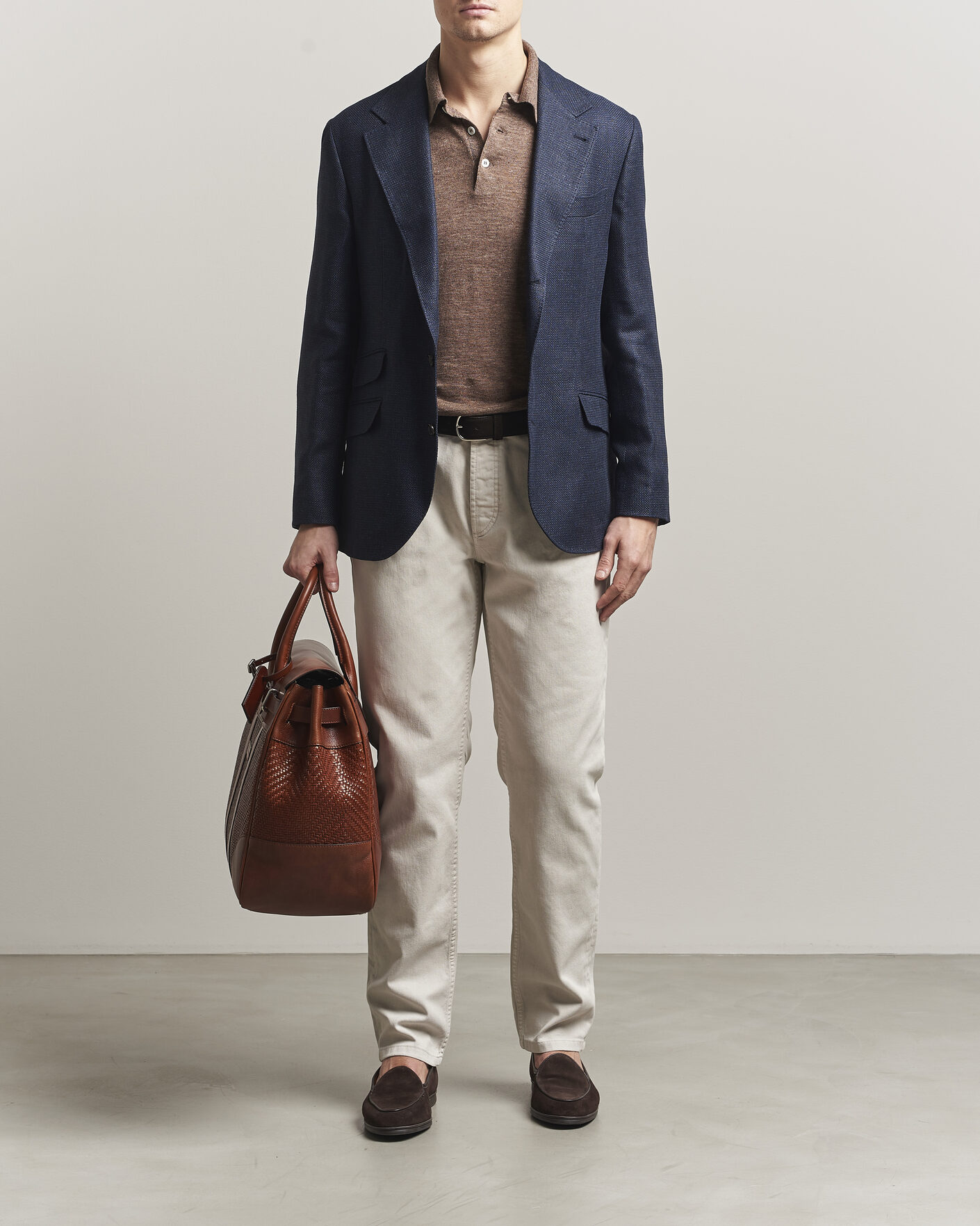 Uomini | Blazers | Brunello Cucinelli | Linen/Silk Hopsack Blazer Navy